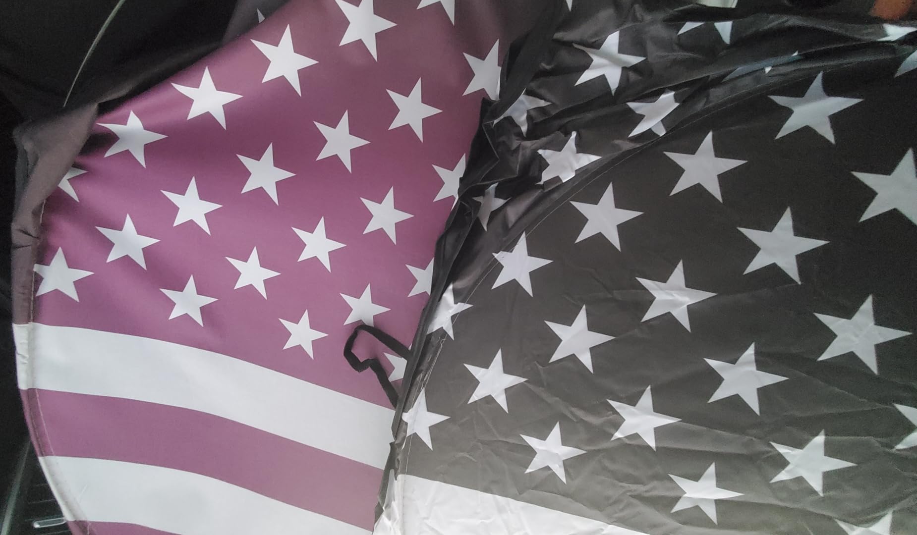 Autoamerics 1-Piece Windshield Sun Shade B&W American Flag USA Patriotic Design - Foldable Car Fits Easily to SUV & Truck Vehicles UV Ray Blocker Keeps Your Vehicle Cool Large customer photo 2