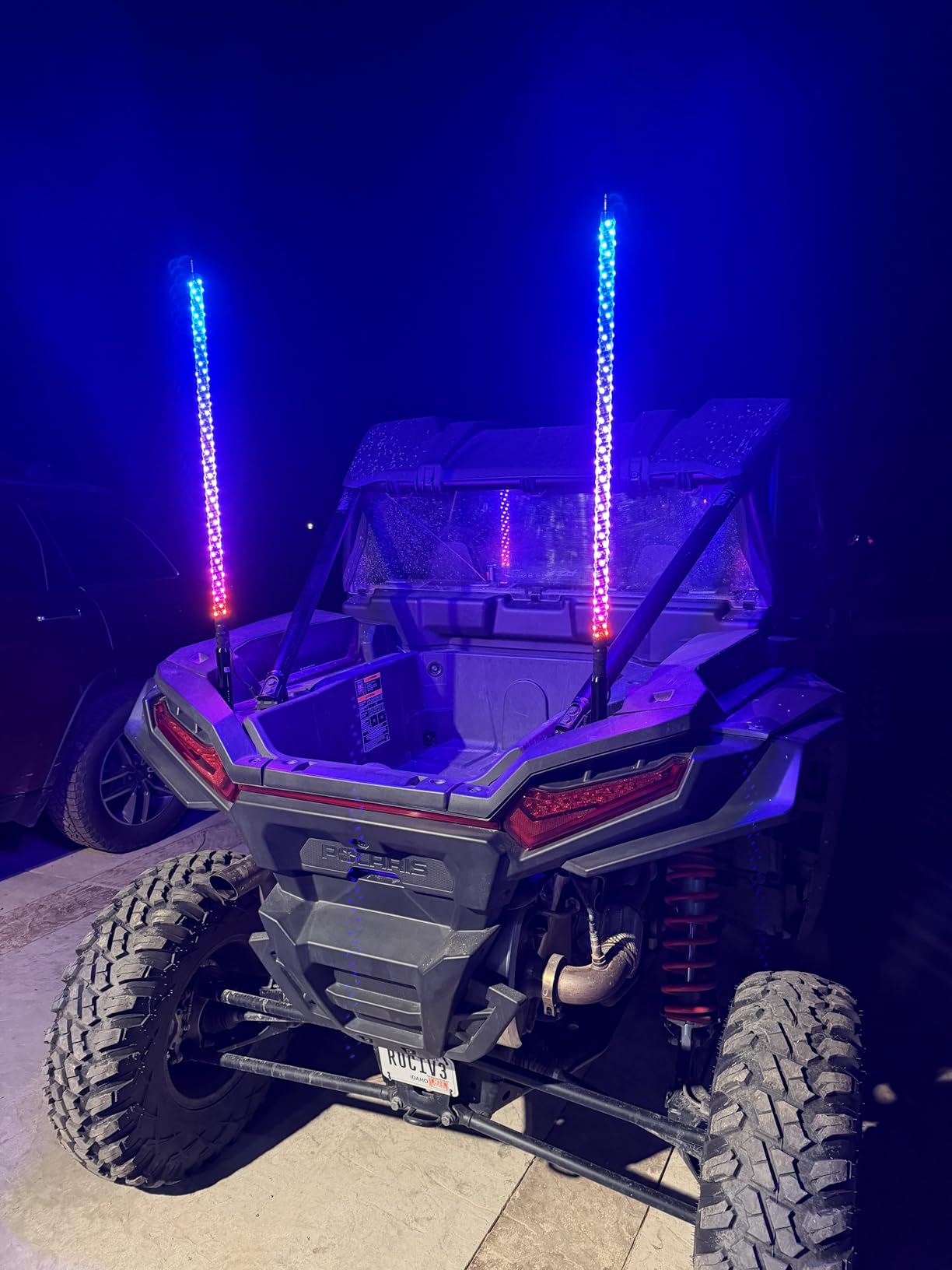 KEMIMOTO 2pc 3ft Bluetooth Whip Lights for Side by Side, Turning Signal Function Compatible with Polaris RZR Can-Am Maverick X3, LED Whip Lights for UTV ATV Buggy Boat Offroad RGB customer photo 1