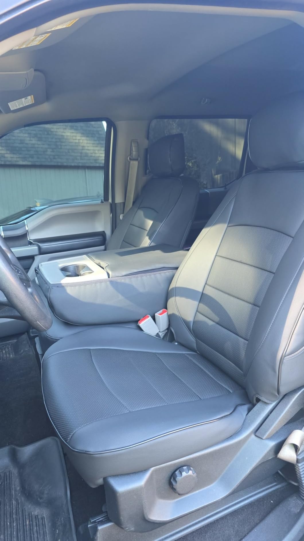 EKR F150 Seat Covers Custom Fit for (2DR,SuperCab) 2015-2020 Ford F150 XL/XLT/Lariat & 2017-2022 F250/F350 XL/XLT/Lariat, Heavy Duty Waterproof for Work Trucks Full Set-Faux Leather(Black) customer photo 1