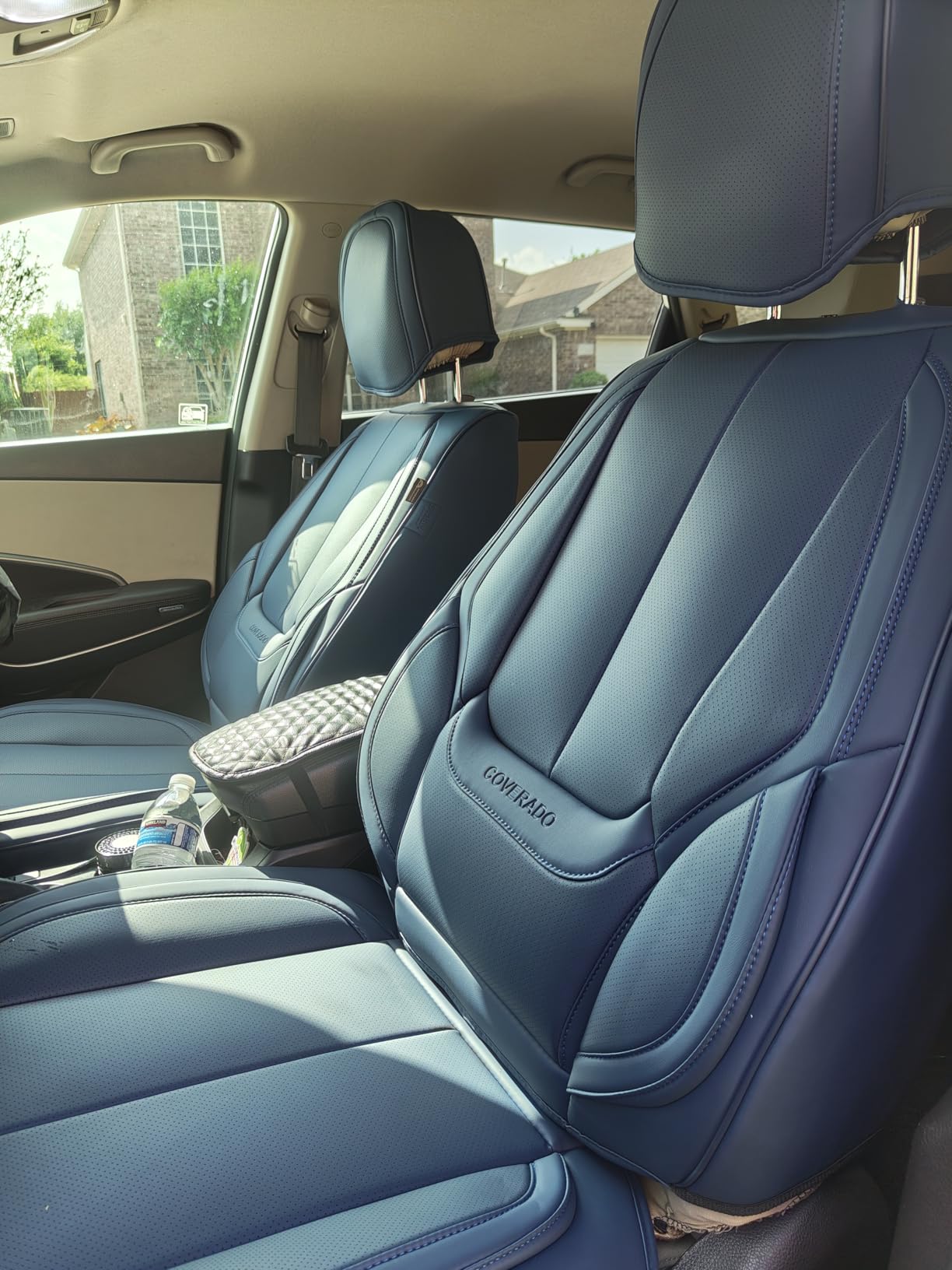 Coverado Seat Covers, Car Seat Covers Front Seats, Car Seat Cover, Car Seat Protector Waterproof, Car Seat Cushion Nappa Leather, Black Seat Covers Carseat Cover Universal Fit for Most Cars customer photo 1