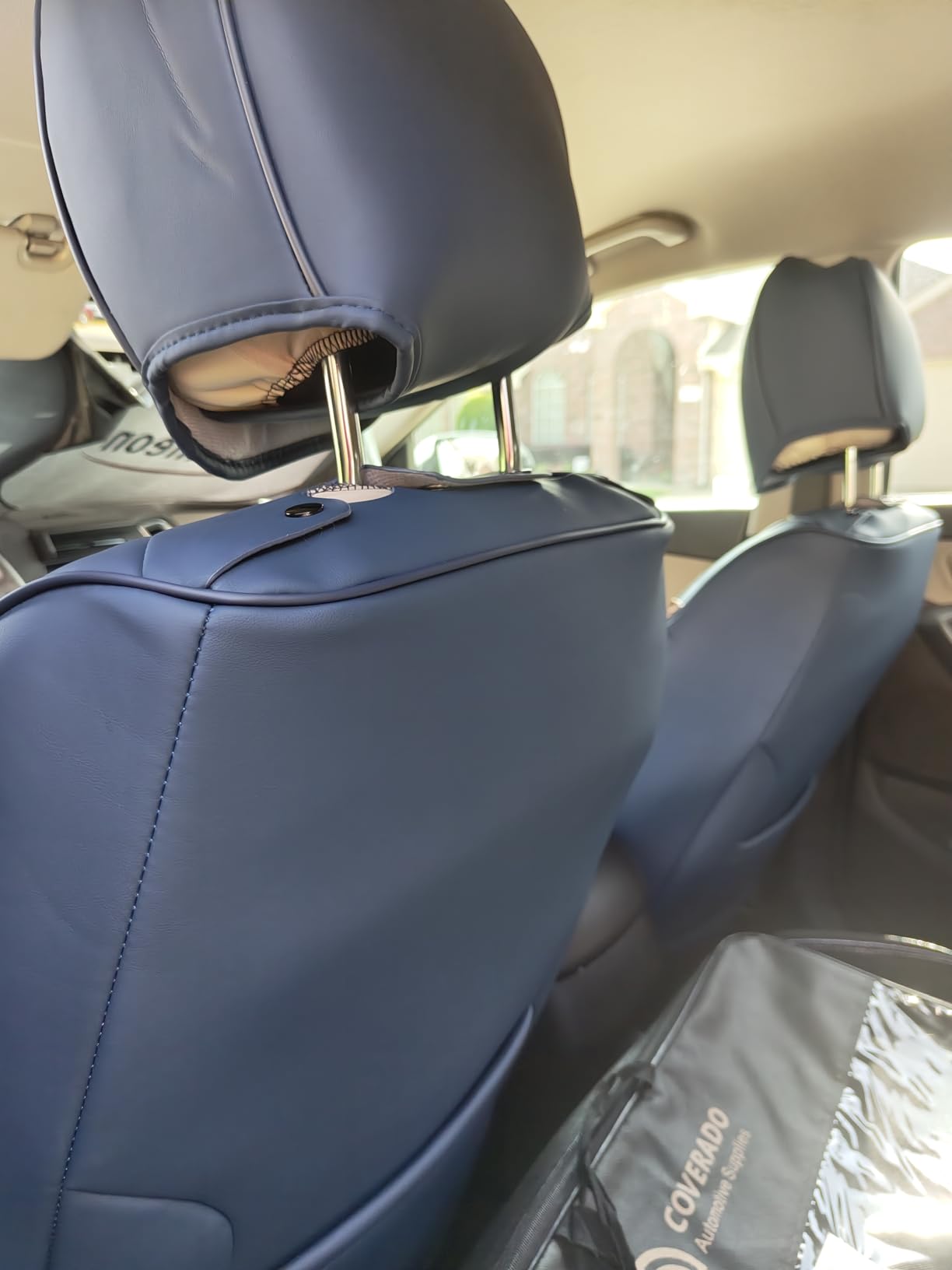 Coverado Seat Covers, Car Seat Covers Front Seats, Car Seat Cover, Car Seat Protector Waterproof, Car Seat Cushion Nappa Leather, Black Seat Covers Carseat Cover Universal Fit for Most Cars customer photo 2
