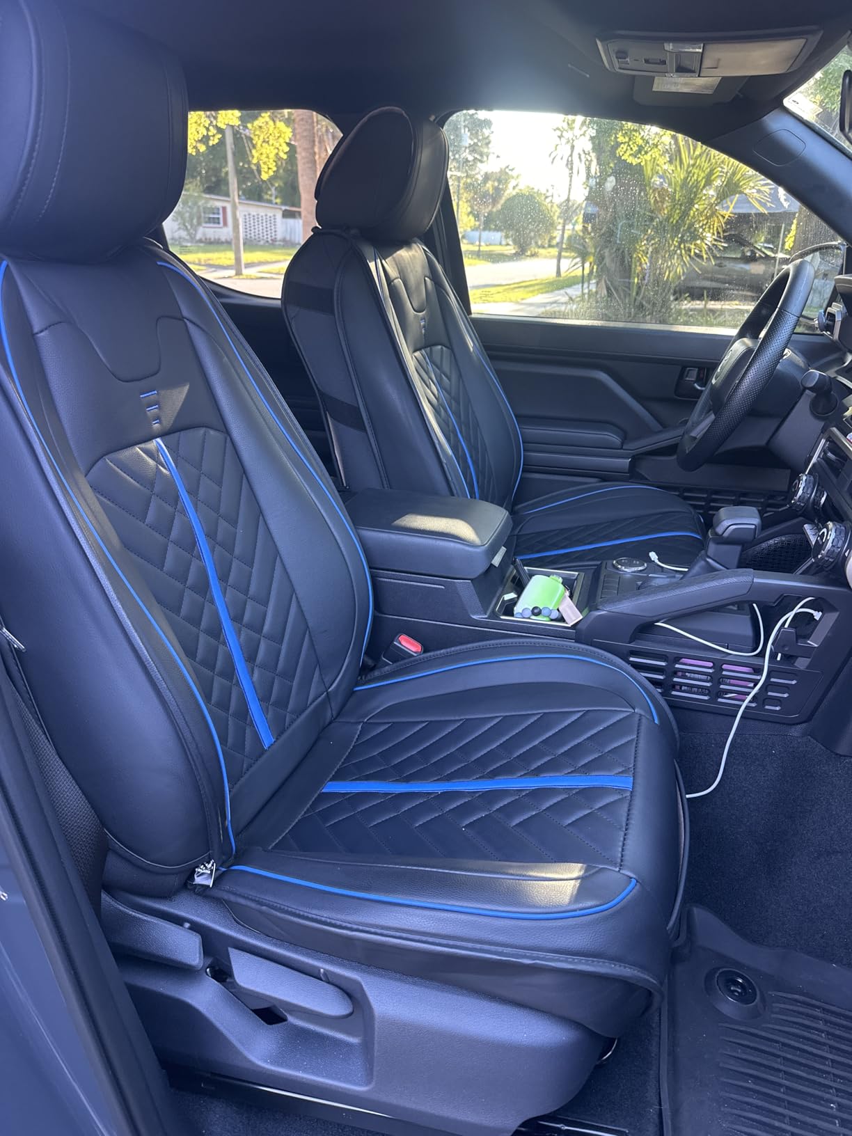 Tomatoman Tacoma Car Seat Covers Compatible with Toyota Tacoma Truck 2005-2024 2025 2026 Access Crew Double Cab TRD Sport Offroad Limited SR5 V6 Cushions(Full Set/Black) customer photo 1