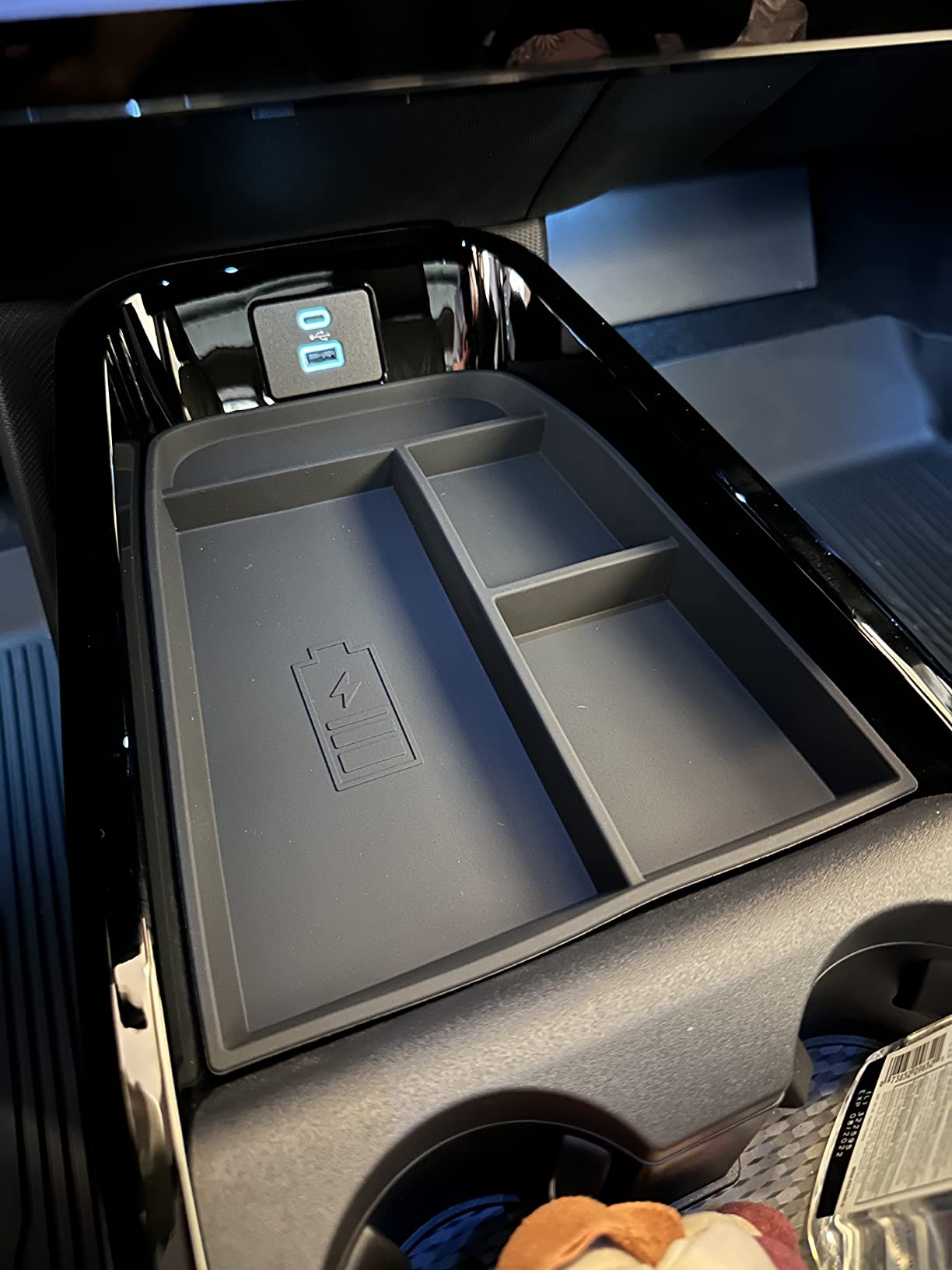 BestEvMod for Mustang Mach E Center Console Organizer with Phone Charge Area, Mobile Charge Area Tray, Center Console Storage Box for Mach E 2021-2024 Interior Accessories (Black) customer photo 2
