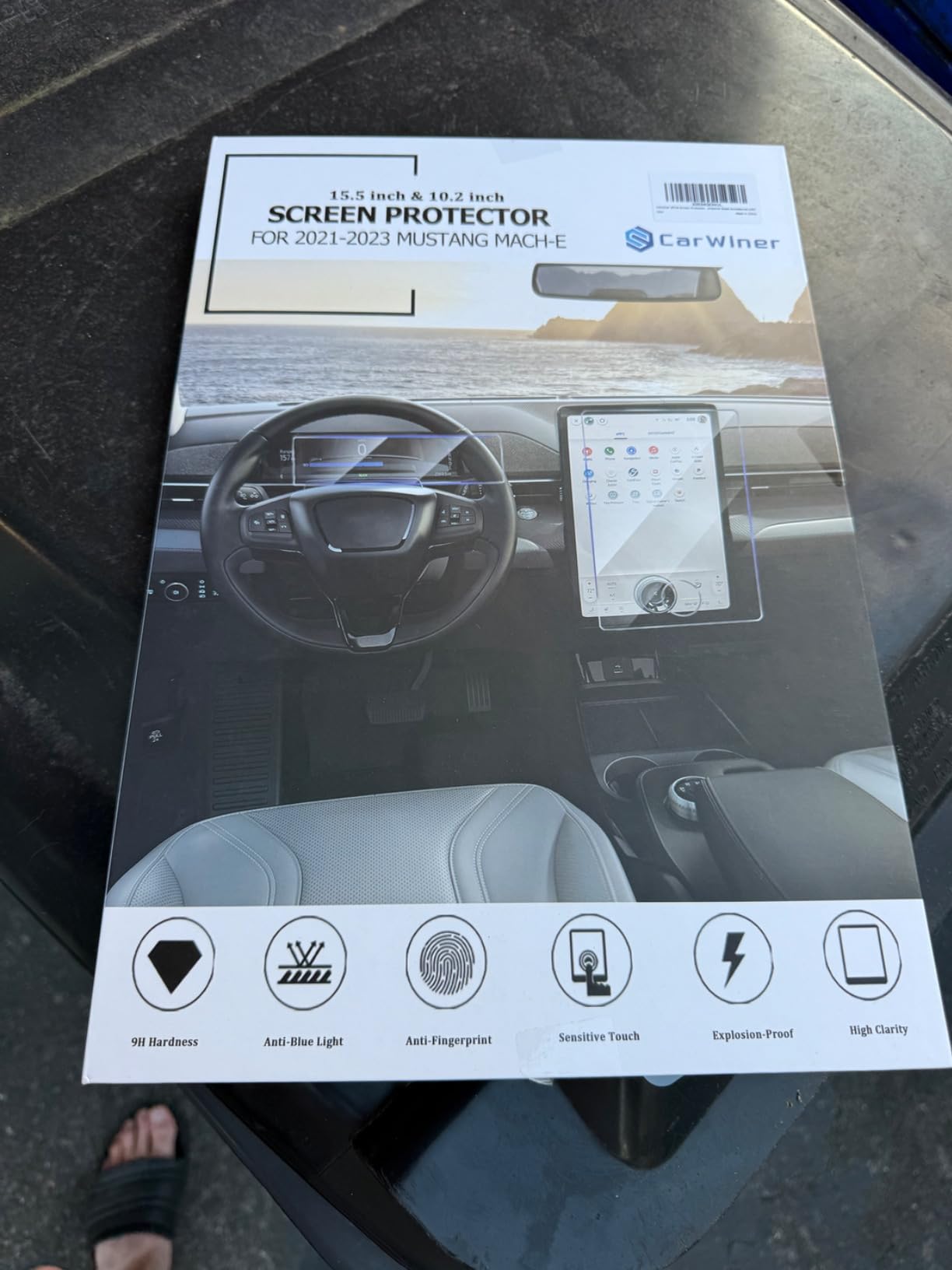 2PCS Screen Protector Compatible with 2021-2026 Mustang Mach-E, 15.5 Inch Navigation + 10.2 Inch Dashboard Set, Center Control Tempered Glass Accessories customer photo 1