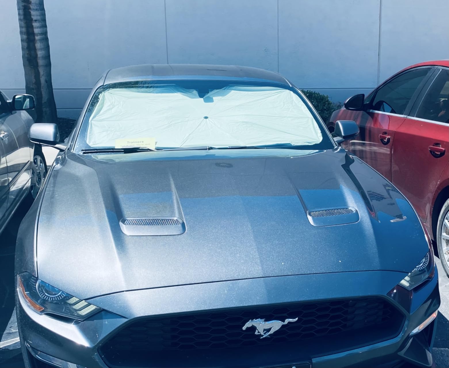 KUST Windshield Sun Shade for Ford Mustang Mach-E 2021-2026, Foldable Front Sunshade Protector Sun Visor Blocks UV Rays Keep Car Cooler customer photo 2