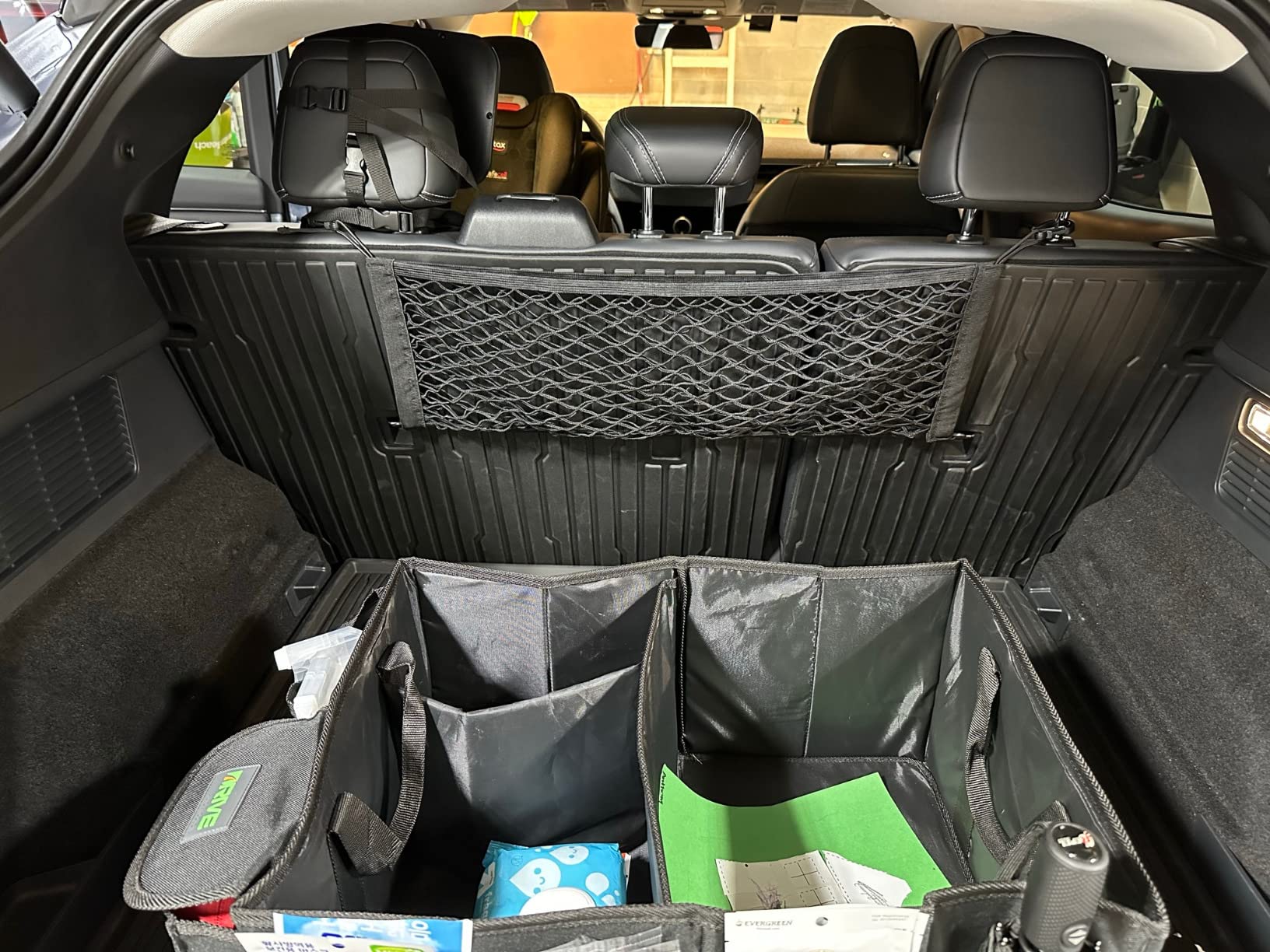 BestEvMod for Mach E Accessories Envelope Style Trunk Cargo Net Stretchable Trunk Organizer Cargo Net Elastic Mesh with Hooks Compatible with Mustang Mach-E 2026 2025 2024 2023 2022 2021 customer photo 1