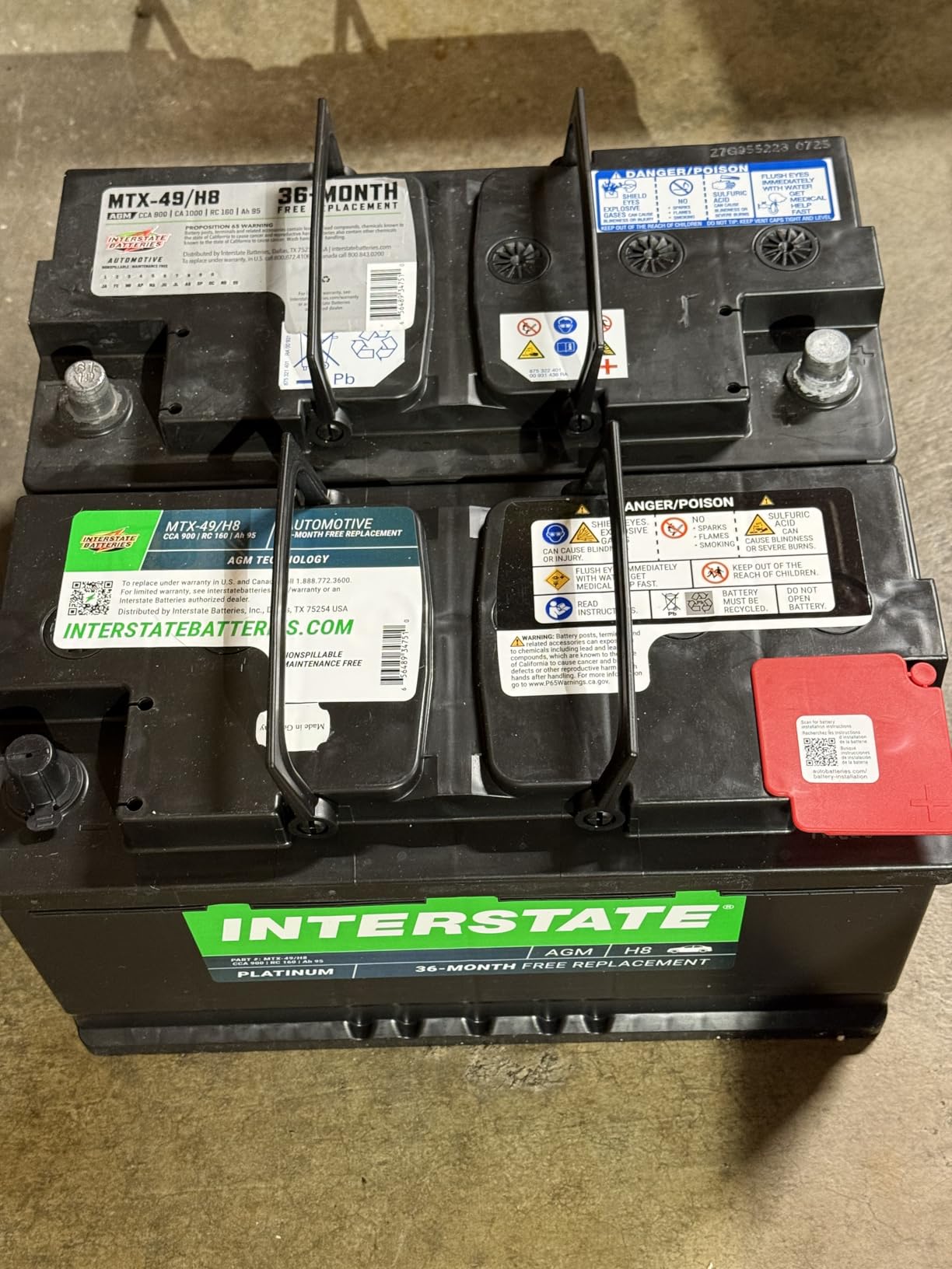Interstate Batteries Automotive Battery 12V 80Ah (Group Size H7, 94R) 850CCA SLI AGM Automobile Replacement Battery for Cars, SUVs, Sedans, Trucks (MTX-94R/H7) customer photo 2