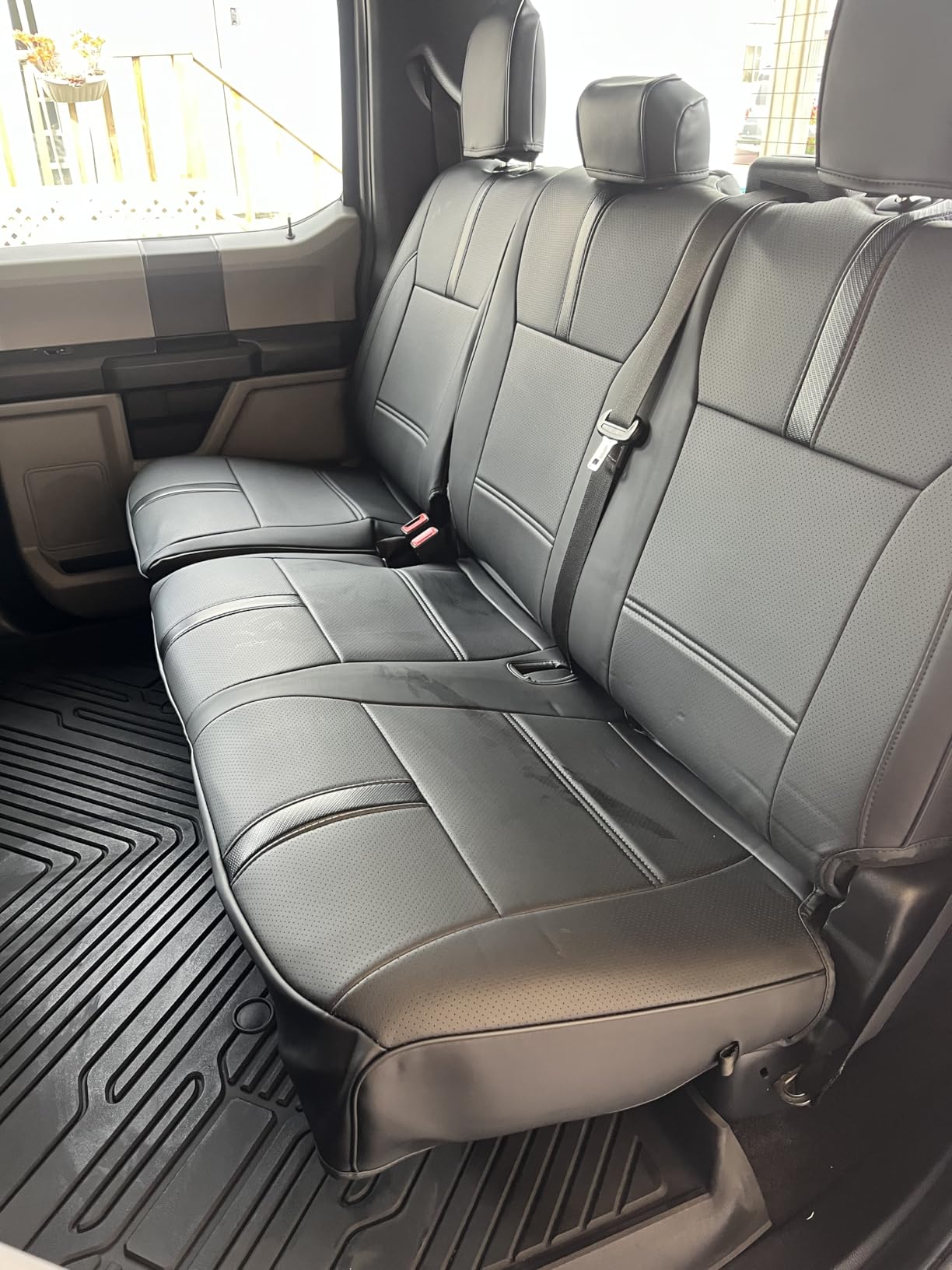 Super Cover for Ford F150 Seat Covers 2015-2024 2025 2026 Full Set, for F-150 XL/XLT Leather Truck Seat Cover, for F150 Accessories 2016 2017 2018 2019 2020 2021 2022 2023, Only for Bucket Seat customer photo 2
