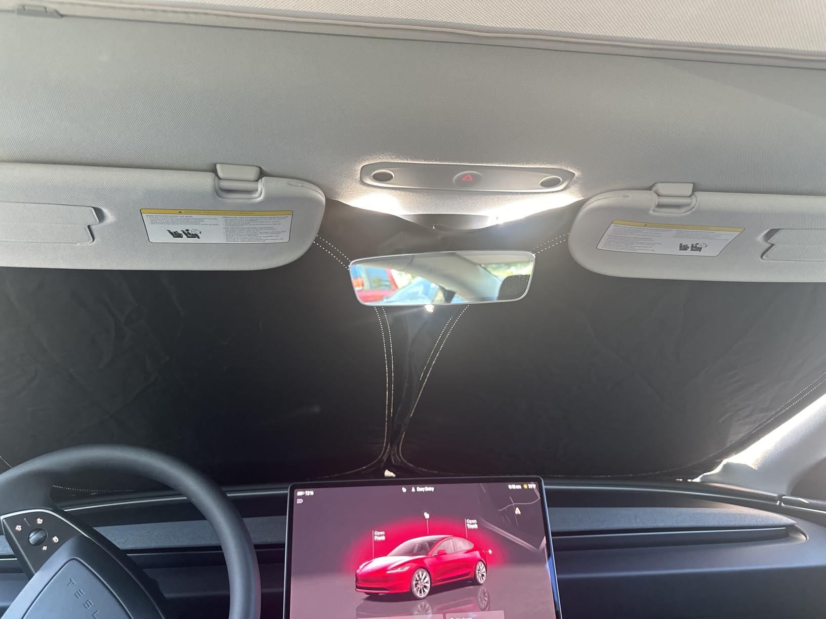 Spigen Front Windshield Sunshade for All Tesla Model Y & 3 | Dual Layered Protection Car Accessories for Model Y Juniper and Model 3 Highland | Gift for Tesla Owner customer photo 1