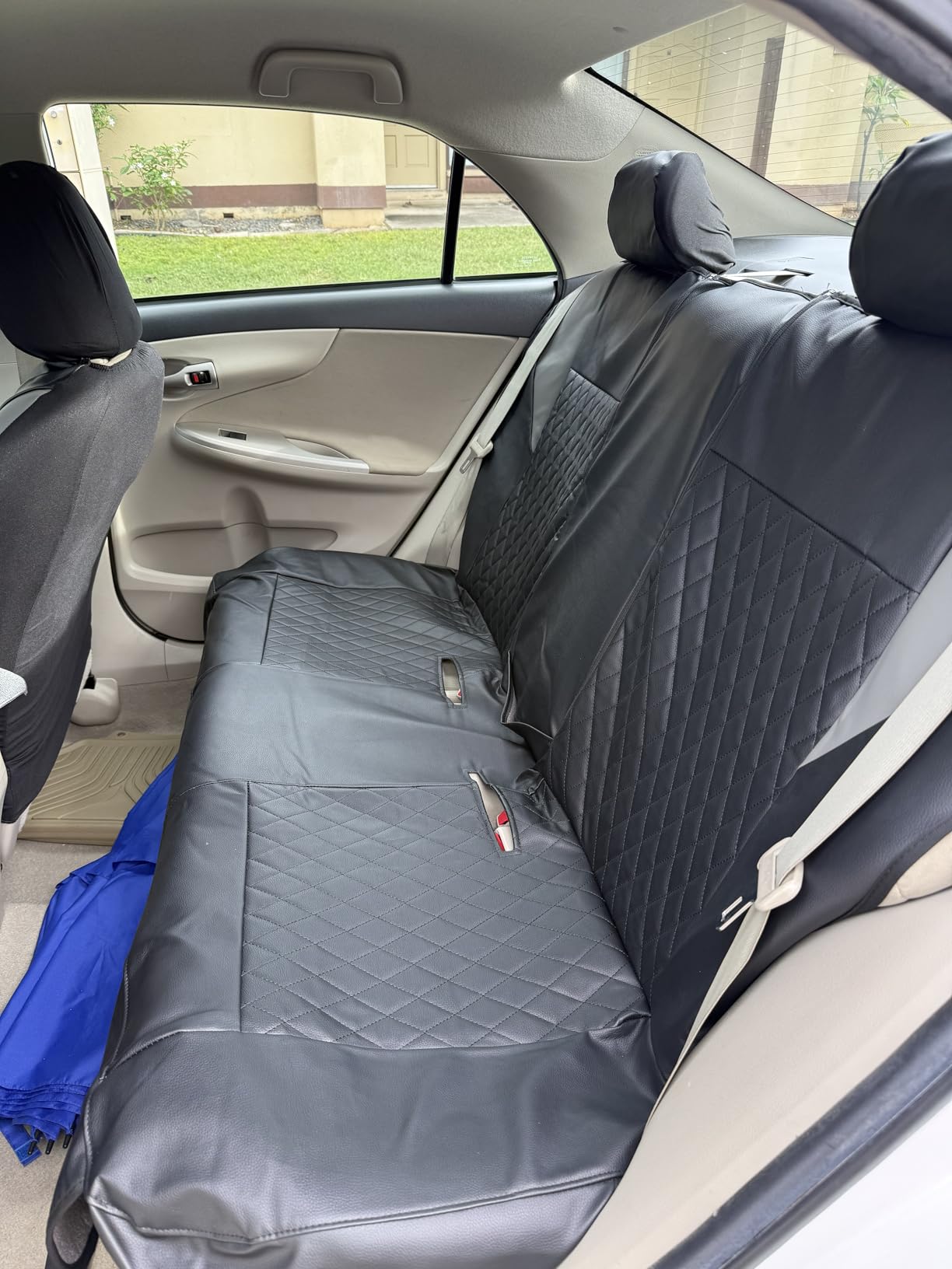 CAR PASS Quilting Leather Seat Cover Two Front Seats Only, Universal Fit Automotive Front Seat Covers Waterproof Deluxe PU Premium Vinyl Luxury for Cars Sedan Van SUV Airbag Compatible 2 Pieces,Black customer photo 2