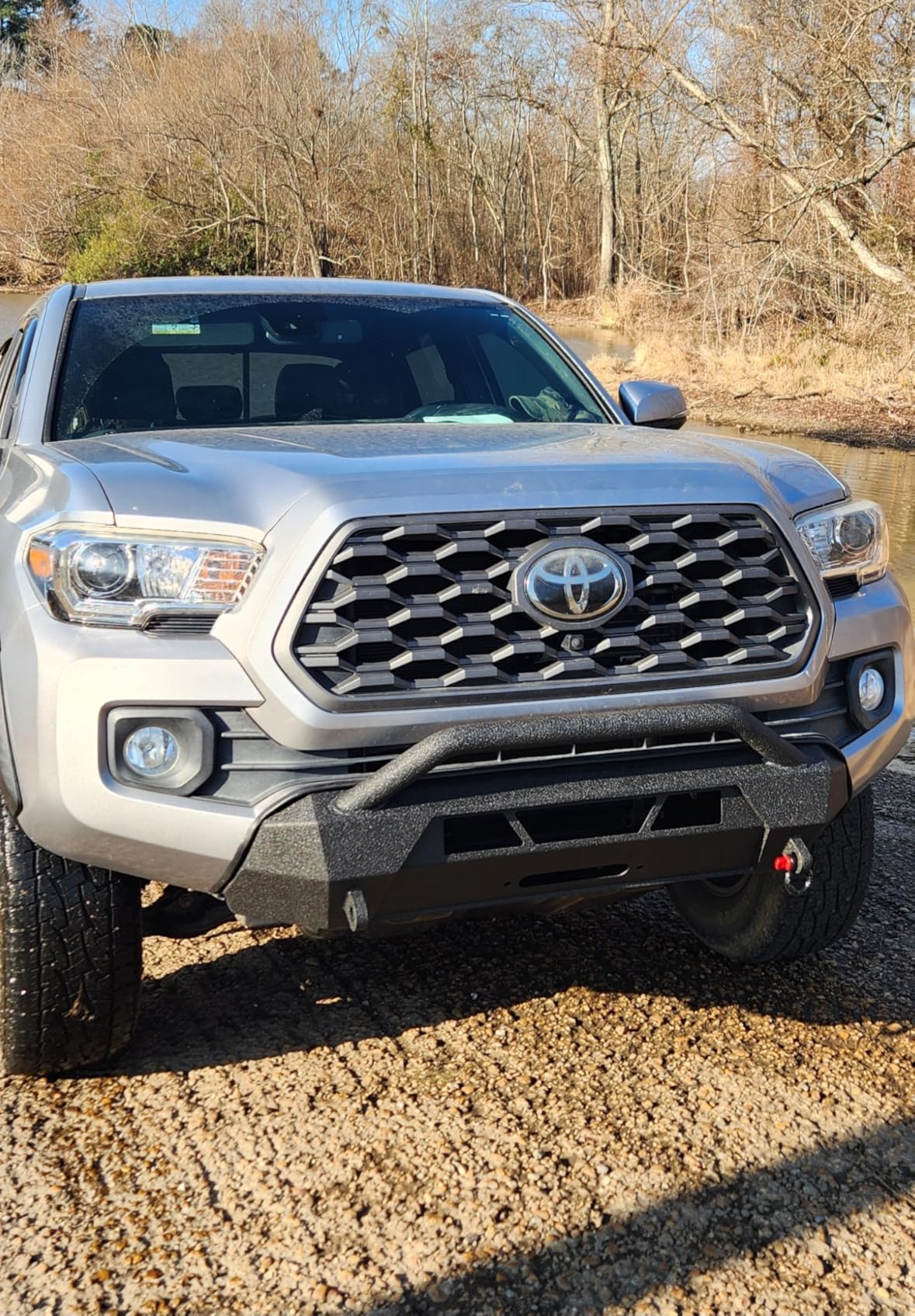 Heavy Duty Front Bumper Compatible with Toyota Tacoma 2016 2017 2018 2019 2020 2021 2022 2023 Front Winch Bumper Guard Push Bar Black Powder Coated Carbon Steel customer photo 1