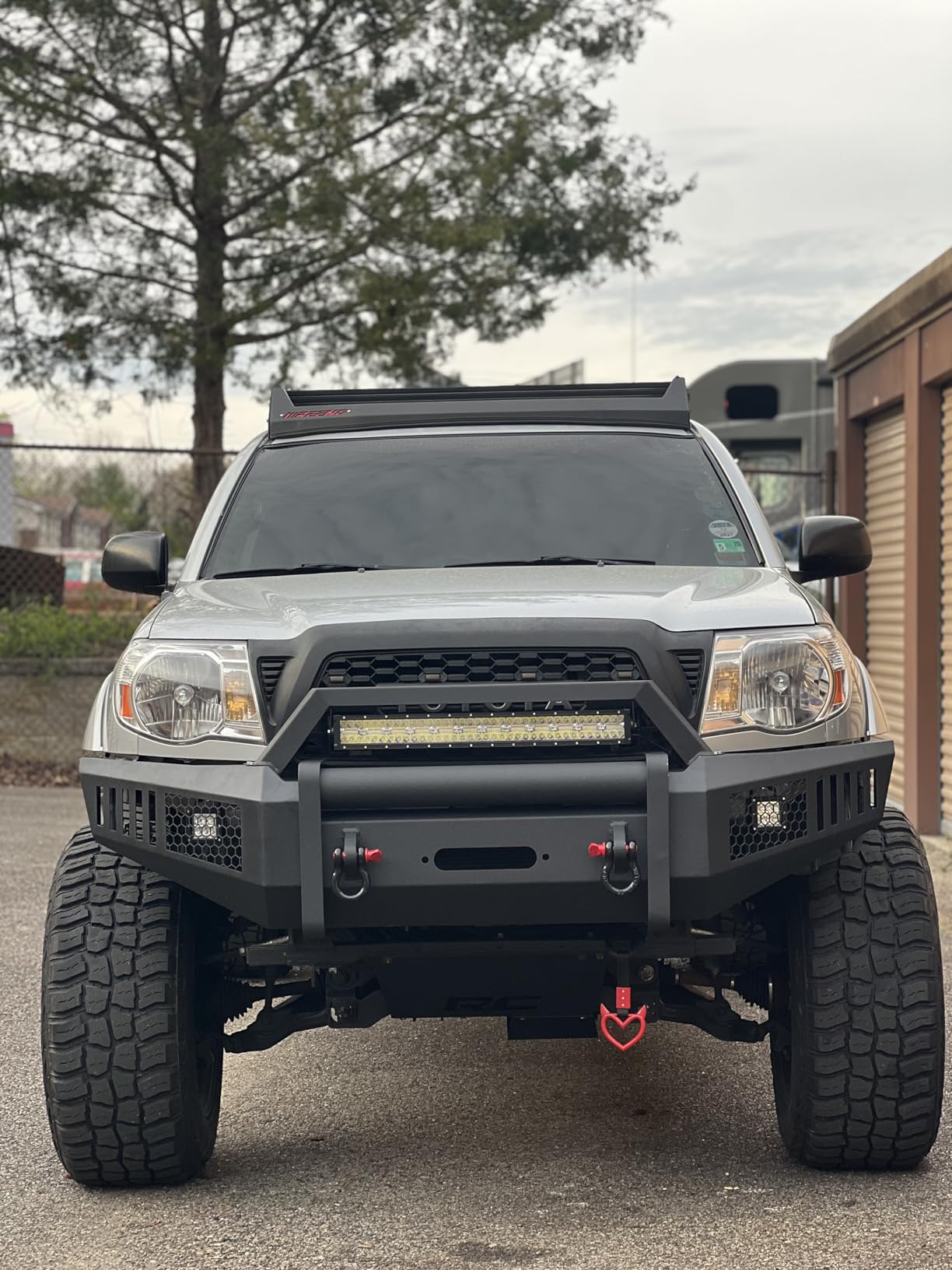 Heavy Duty Front Bumper Compatible with Toyota Tacoma 2016 2017 2018 2019 2020 2021 2022 2023 Front Winch Bumper Guard Push Bar Black Powder Coated Carbon Steel customer photo 2