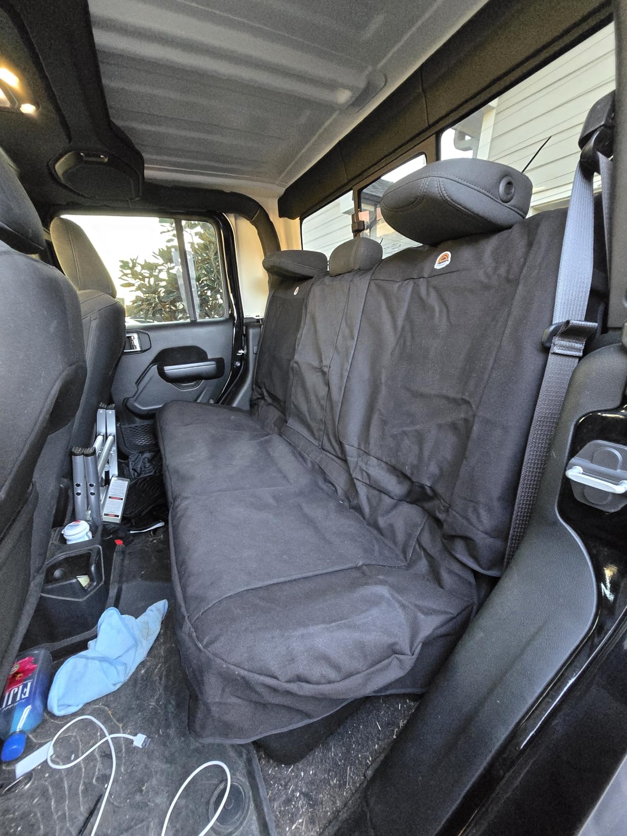 Coverado Car Seat Covers Front, Canvas Universal Seat Covers for Cars, 2-Pack Car Seat Cushions, Auto Seats Protectors for Kids & Dogs, Driver Seat Covers Fit for Most Vehicles Trucks SUVs/Black customer photo 1