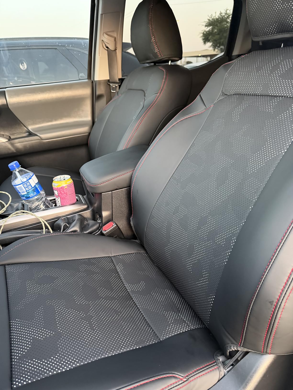 Carlimeki Leather Seat Covers Custom Fit for Tacoma Gen 3rd (2016-2023) Double & Crew Cab, for SR, SR5, Limited, TRD Pro, TRD Sport, TRD Off-Road, Trail Special Edition - Fully Covered customer photo 1