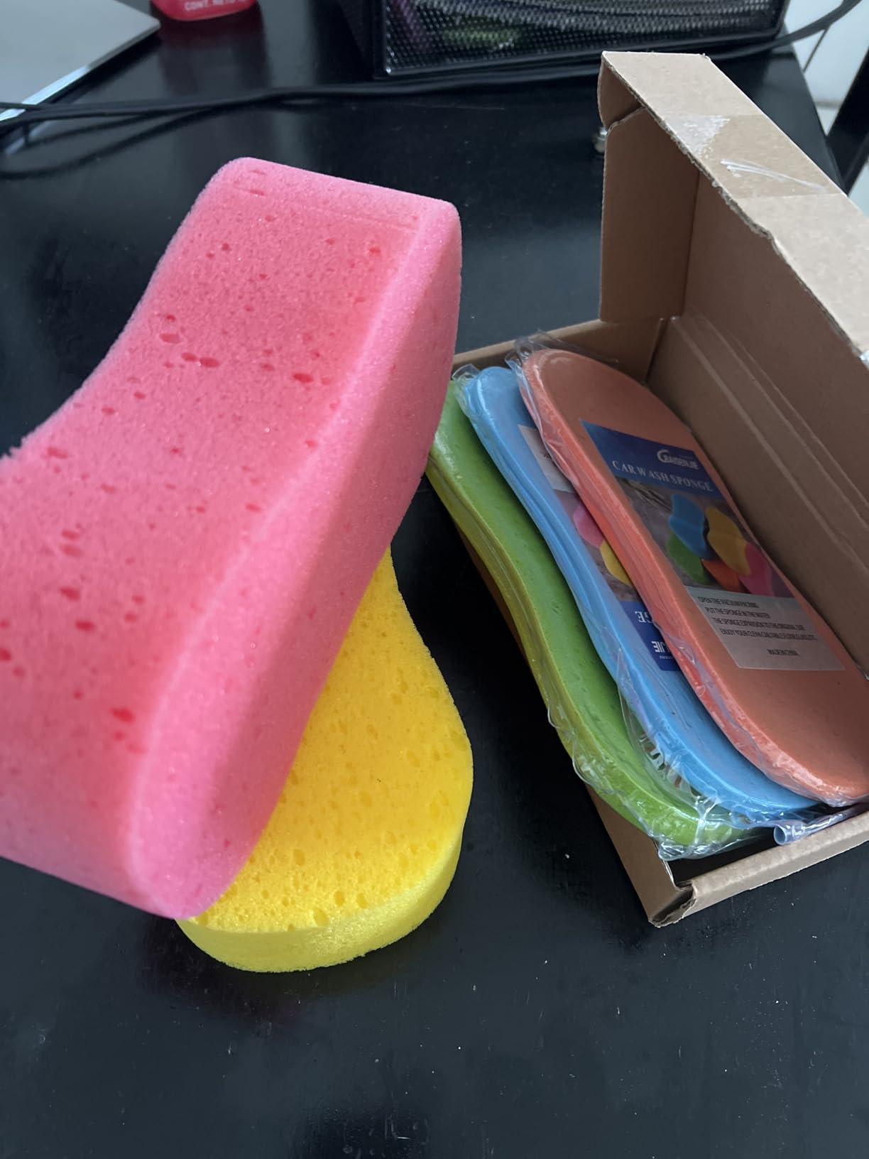 Car Wash Sponges,5 Pack Extra Thick Large Colorful Cleaning Sponge Multi-Purpose for Bathroom Kitchen Bike Boat (Random 5-Color Mix) customer photo 1