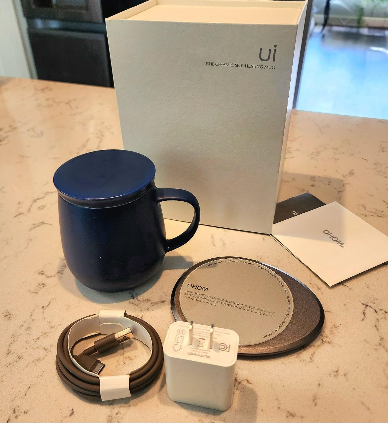 Ui 3 Self-Heating Mug Set - Soft Gray | 12 fl oz / 355 mL Ceramic Coffee & Tea Mug Set with Heating Pad customer photo 2