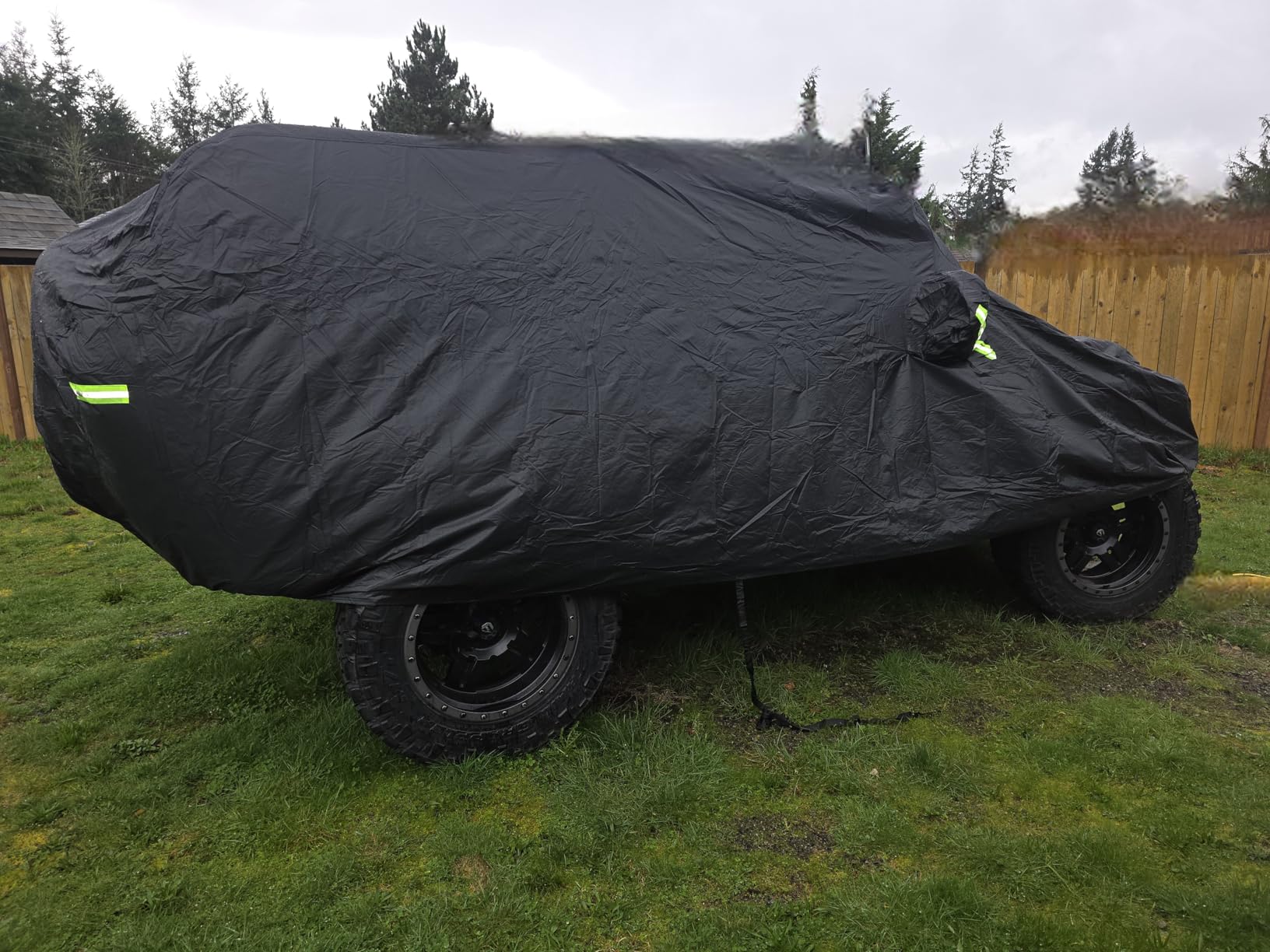 Pickup Truck Cover Waterproof All Weather, Outdoor Indoor Truck Protection Cover for Ford f150 / Chevy Silverado/Dodge Ram 1500, Truck Tarp Cover Black(Length 230 to 242 inch) customer photo 2