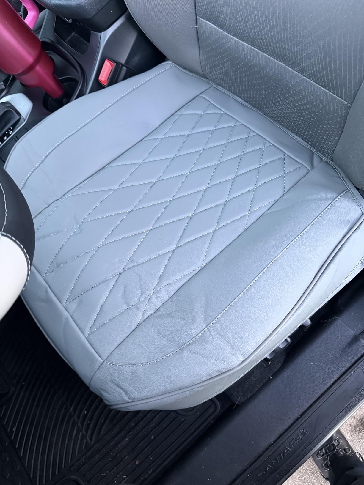 CAR PASS 2 Pack Leather Front Car Seat Covers, Bottom Seat Covers Full Wrapped with Storage Pocket, Anti-Slip Leather Seat Protectors,Waterproof Seat Cushion Pad Universal Fit Sedan SUV Truck, Black customer photo 1