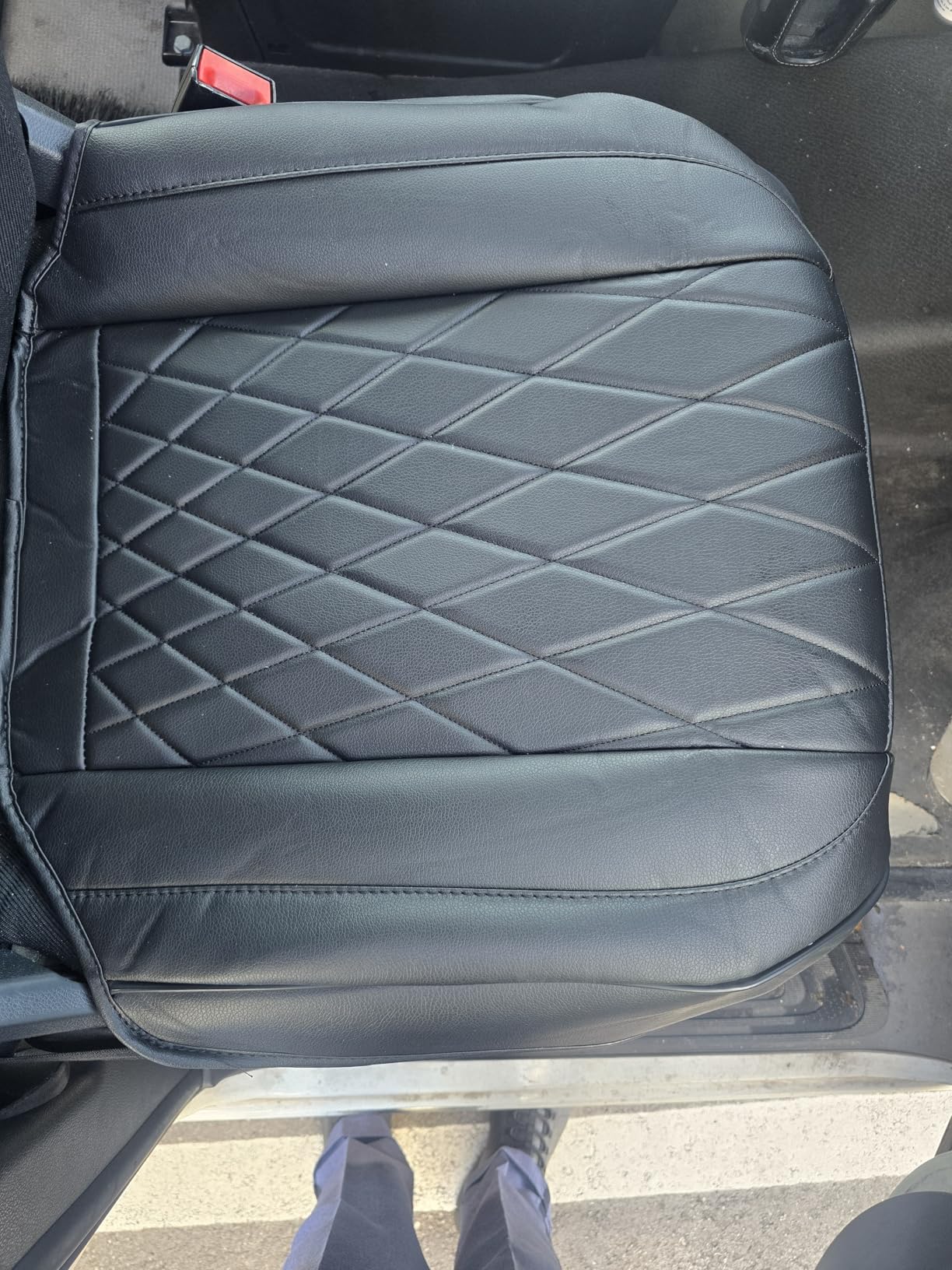 CAR PASS 2 Pack Leather Front Car Seat Covers, Bottom Seat Covers Full Wrapped with Storage Pocket, Anti-Slip Leather Seat Protectors,Waterproof Seat Cushion Pad Universal Fit Sedan SUV Truck, Black customer photo 2