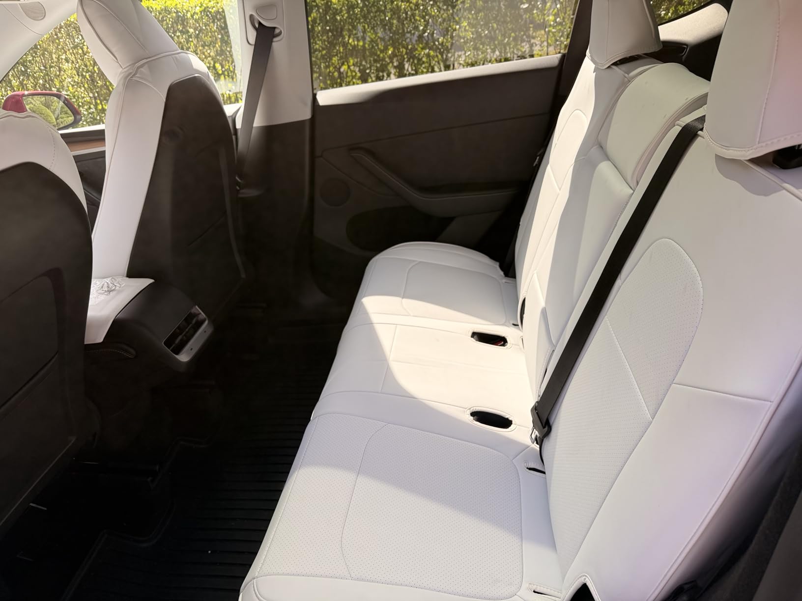 Tesla Model Y Car Seat Covers Nappa Leather Car Interior Seat Airbag Compatible Cushion Cover Full Set Custom Fit 2024 2023 2022 2021 2020, Nappa Black customer photo 2