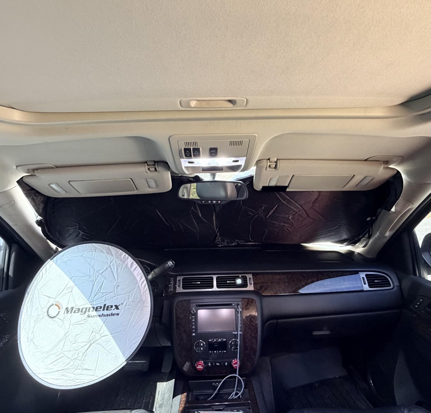 Magnelex Tesla Windshield Sun Shade (Model 3/Y), Reflective Polyester Blocks Heat & Sun, Foldable Car Window Sun Blocker, Mirror Cut-Out, Fade-Resistant Sunshade customer photo 2