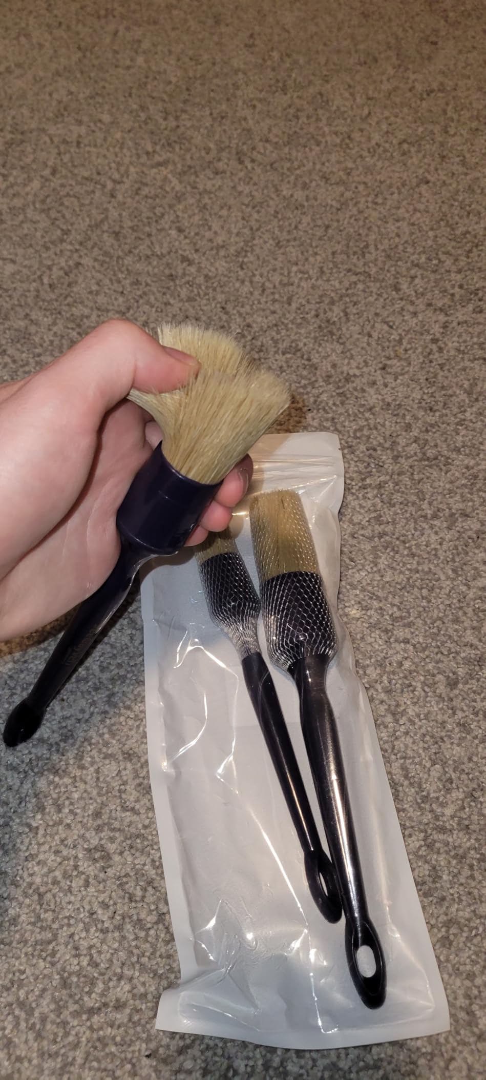 YeewayVeh Car Detailing Brush Set, 3 Pack Ultra Soft Boars Hair Detailing Brushes for Leather Seat Air Vents Engine Bay, Auto Detail Brushes Car Detailing for Interior Exterior customer photo 1
