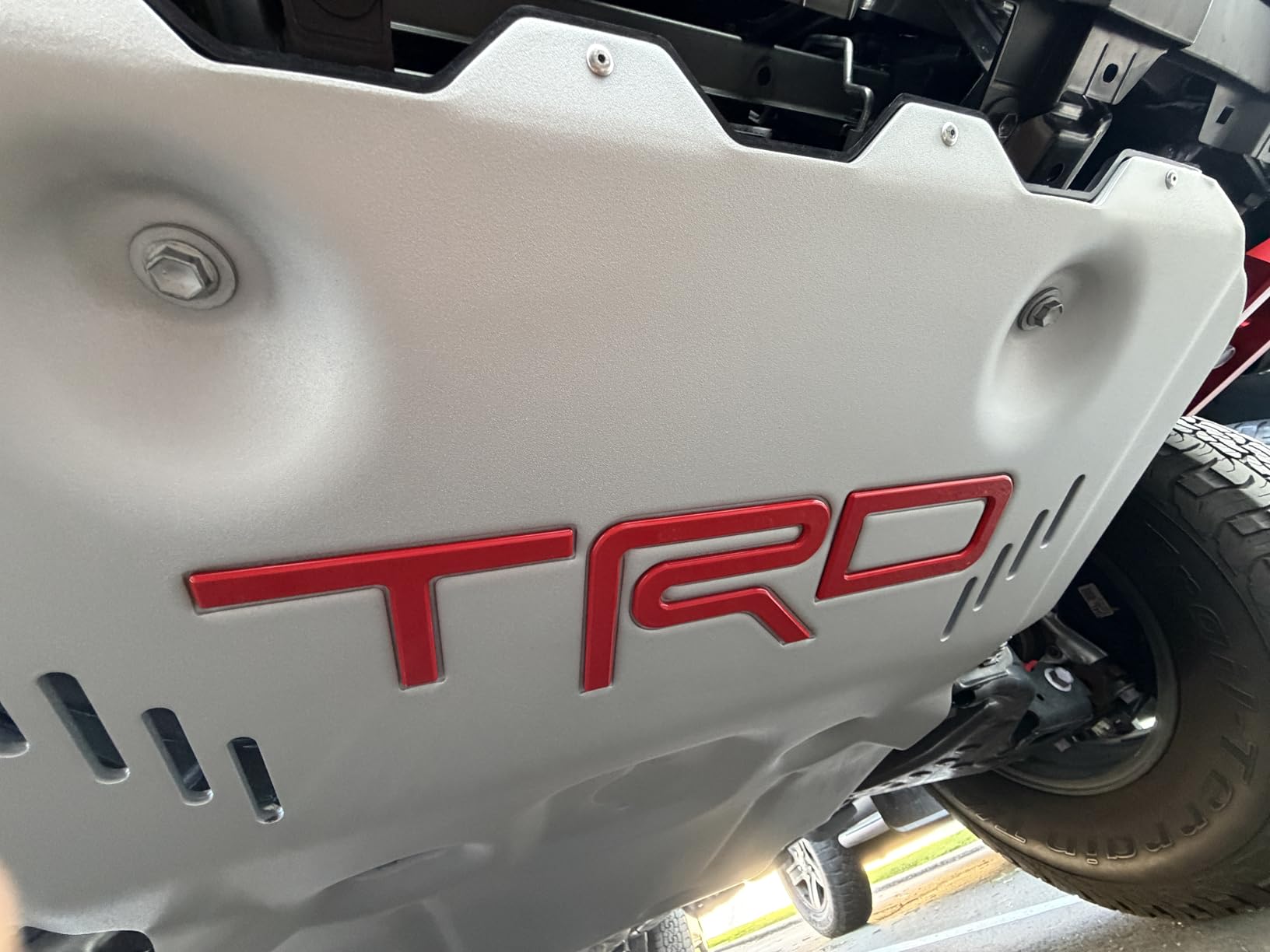 Toyota TRD Front Skid Plate, 1/4-inch Aluminum, for 2025+ 4Runner & 2024+ Tacoma, White with Red Lettering customer photo 2