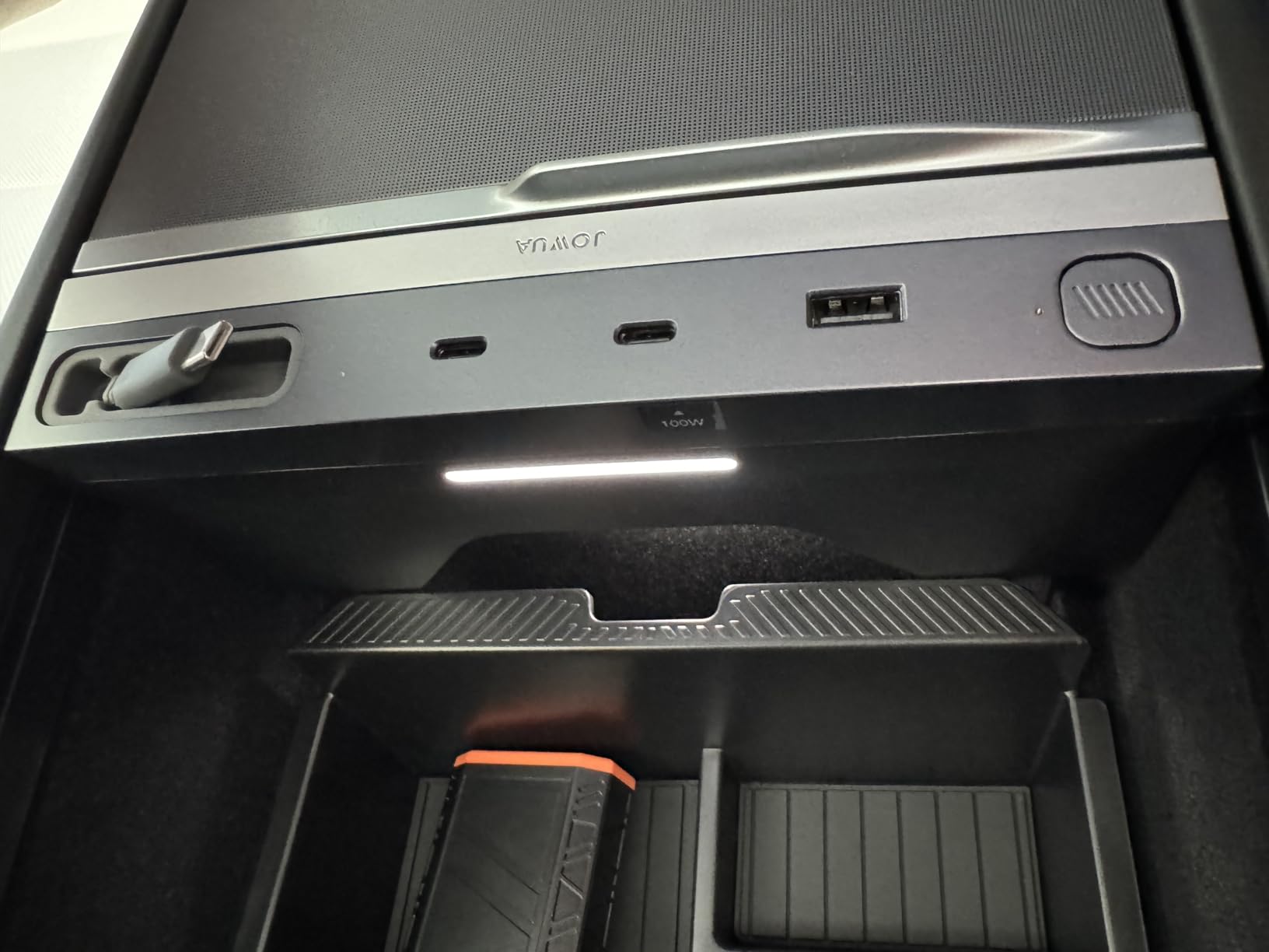 JOWUA 130W LED Hub Compatible for Tesla New 2025 Model Y, Reengineered Model 3 Highland (2024+), Two Type-C Ports, one USB-A Port, and a Type-C Cable customer photo 1