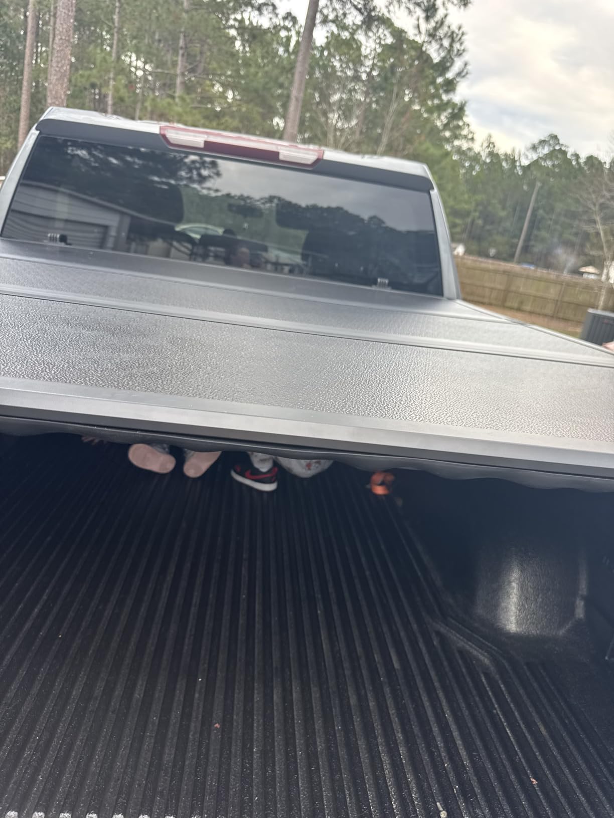 FRP Hard Folding Truck Bed Tonneau Cover Compatible with 2007-2026 Chevy Silverado/GMC Sierra 1500 5' 8