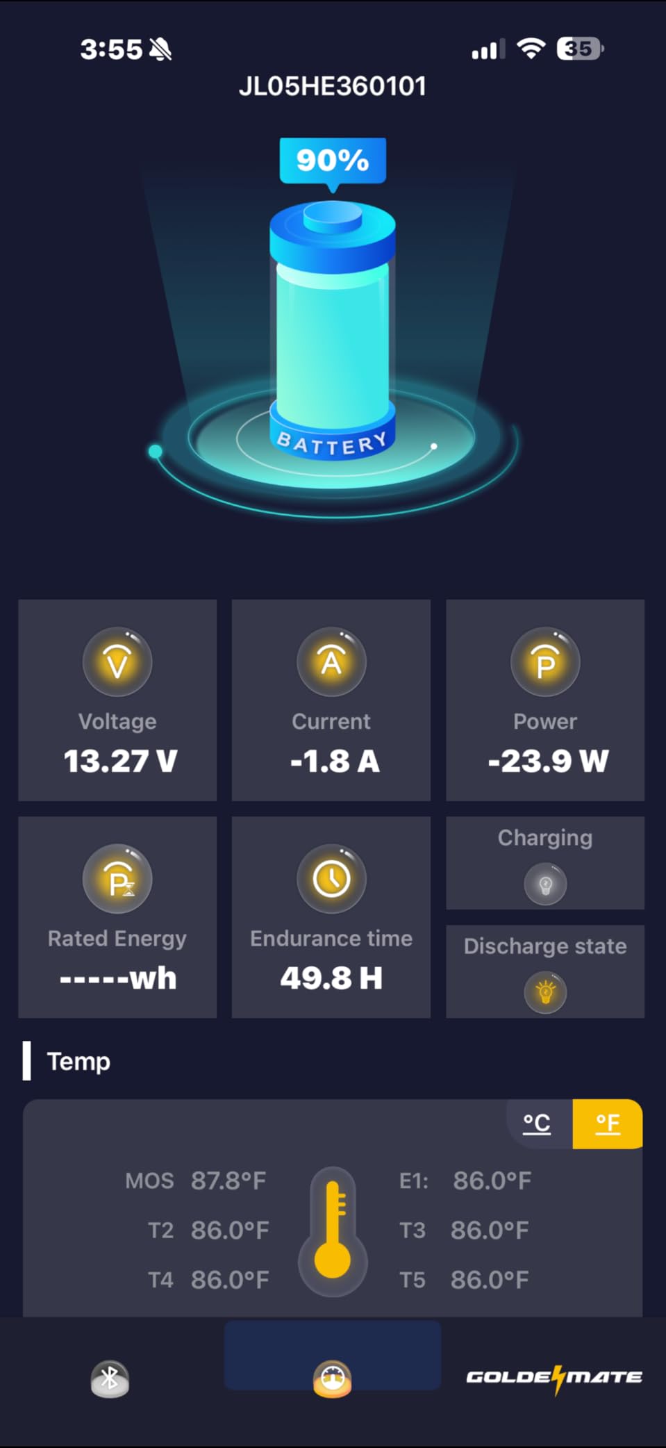 GOLDENMATE 12V 100Ah Group 31 Bluetooth LiFePO4 Battery, IP67 Waterproof Lithium Battery, 5000+ Deep Cycles, Built-in 100A BMS, Perfect for RV, Solar System, Marine, Trolling Motor, Off-Grid Setups customer photo 1