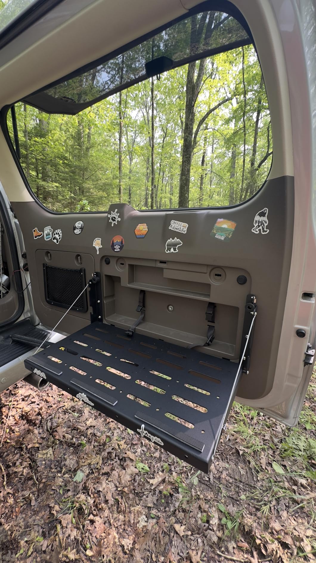 CheroCar Tailgate Table Fit for Wrangler 2007-2018 JK JKU 2018-2026 JL JLU, Rear Foldable Storage Cargo Rack, Storage Shelf Molle Panel Storage Cargo Luggage Holder Carrier customer photo 1