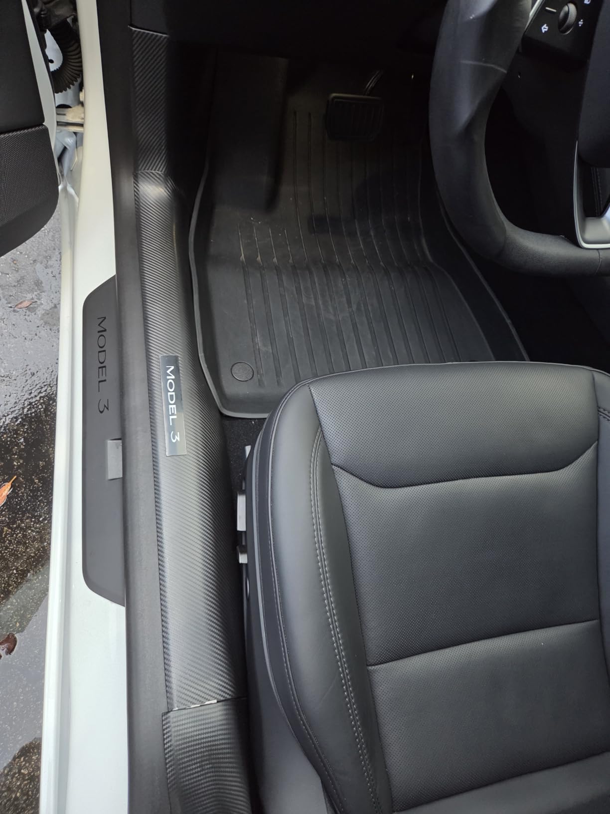 8PCS 2025 Tesla Model 3 Highland Door Sill Protector Door Sill Guards Door Entry Guard Anti-Kick Full Protect Model 3 Interior Accessories Carbon Fiber Door Entry Cover 2024-2025 customer photo 2