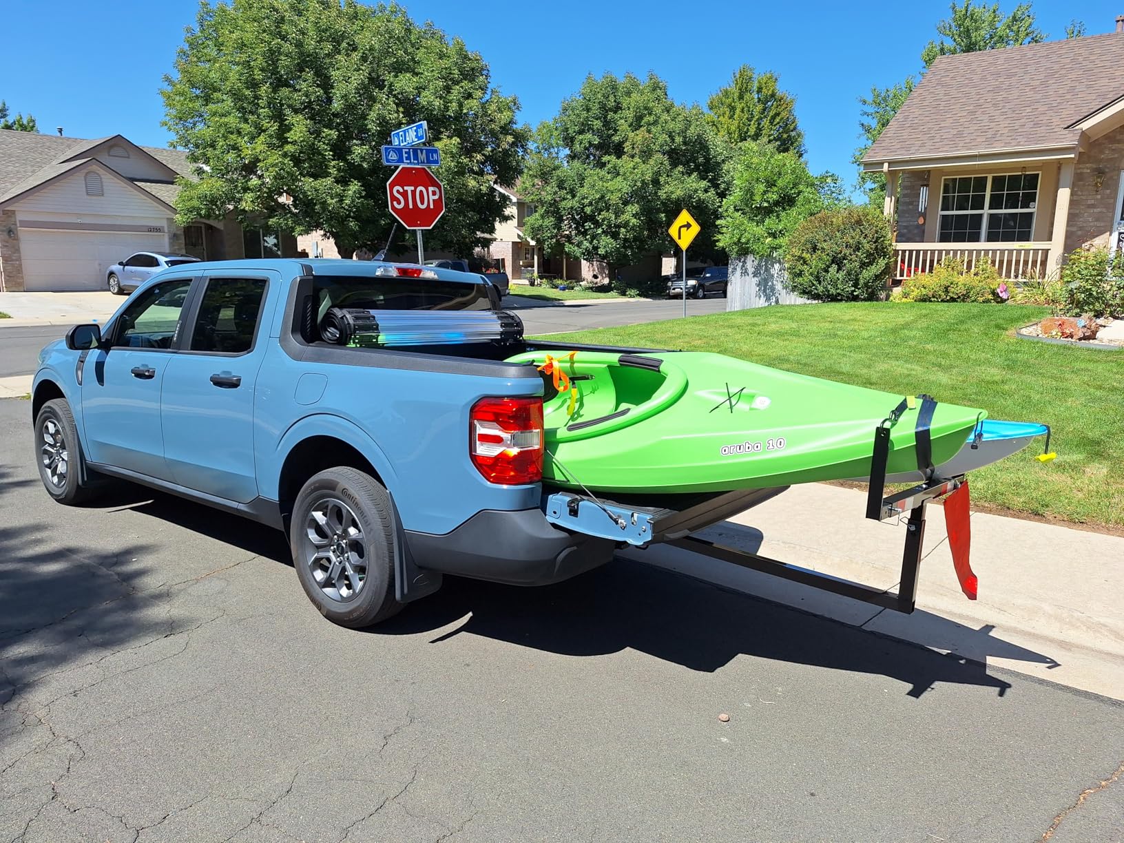 JY PERFORMANCE Truck Bed Extender, Pickup Truck Bed Extender Hitch Mount, 2 in 1 Design Foldable 500lbs Capacity Truck Bed Extension for Kayak Canoe Ladder Lumber customer photo 1