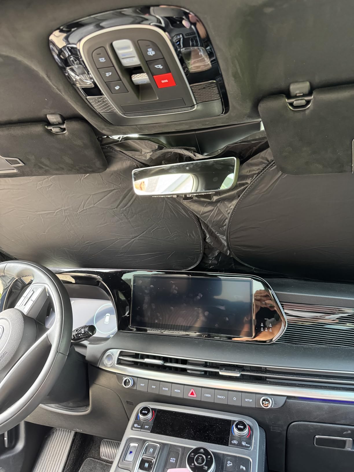 Custom Fit Telluride Windshield Sunshade for Kia Telluride 2020-2025 Front Window Shades Cover for Windshield Sun Visor Protector 210T Reflector Block Heat and Sun Protection Cooler Car Accessories customer photo 1
