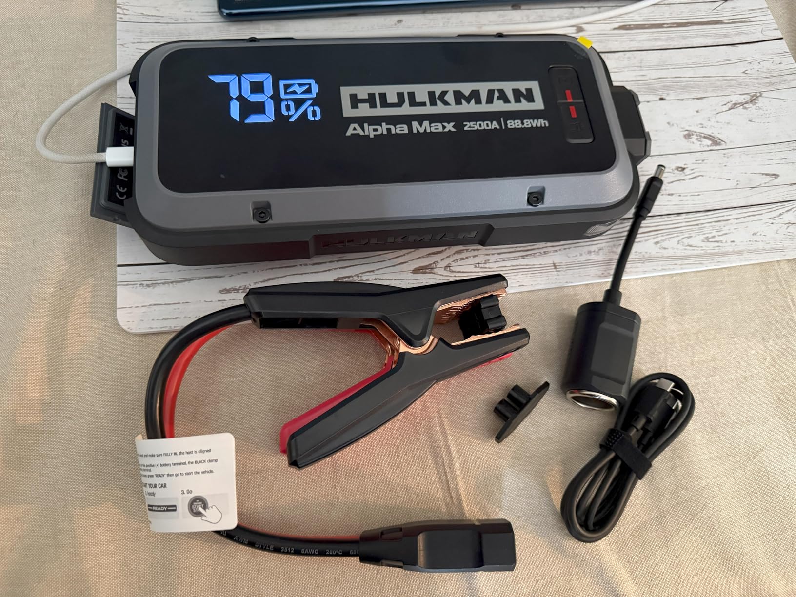 Hulkman Alpha Max Space Gray, 2500A 88.8Wh Car Battery Jump Starter with -40°F Start Tech, 12V Portable Jump Box, 3.3