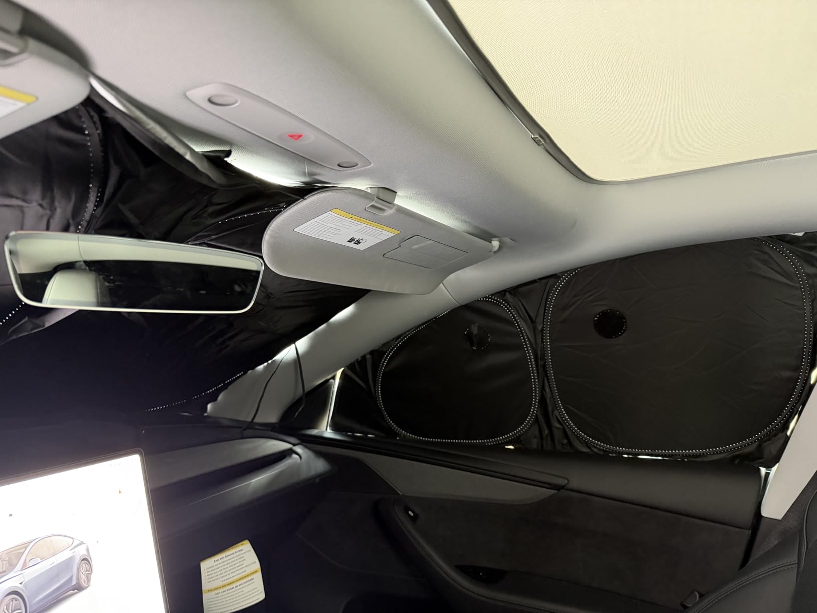 Wigoo 2026 Upgrade Tesla Model 3 Side Window Sunshade [Ice-Crystal Cool, Suction No-Fall] Sun Block for Baby & Camping & Privacy Napping, 6PCS No Rear and Front Windshield for Model 3 2024-2026 customer photo 2