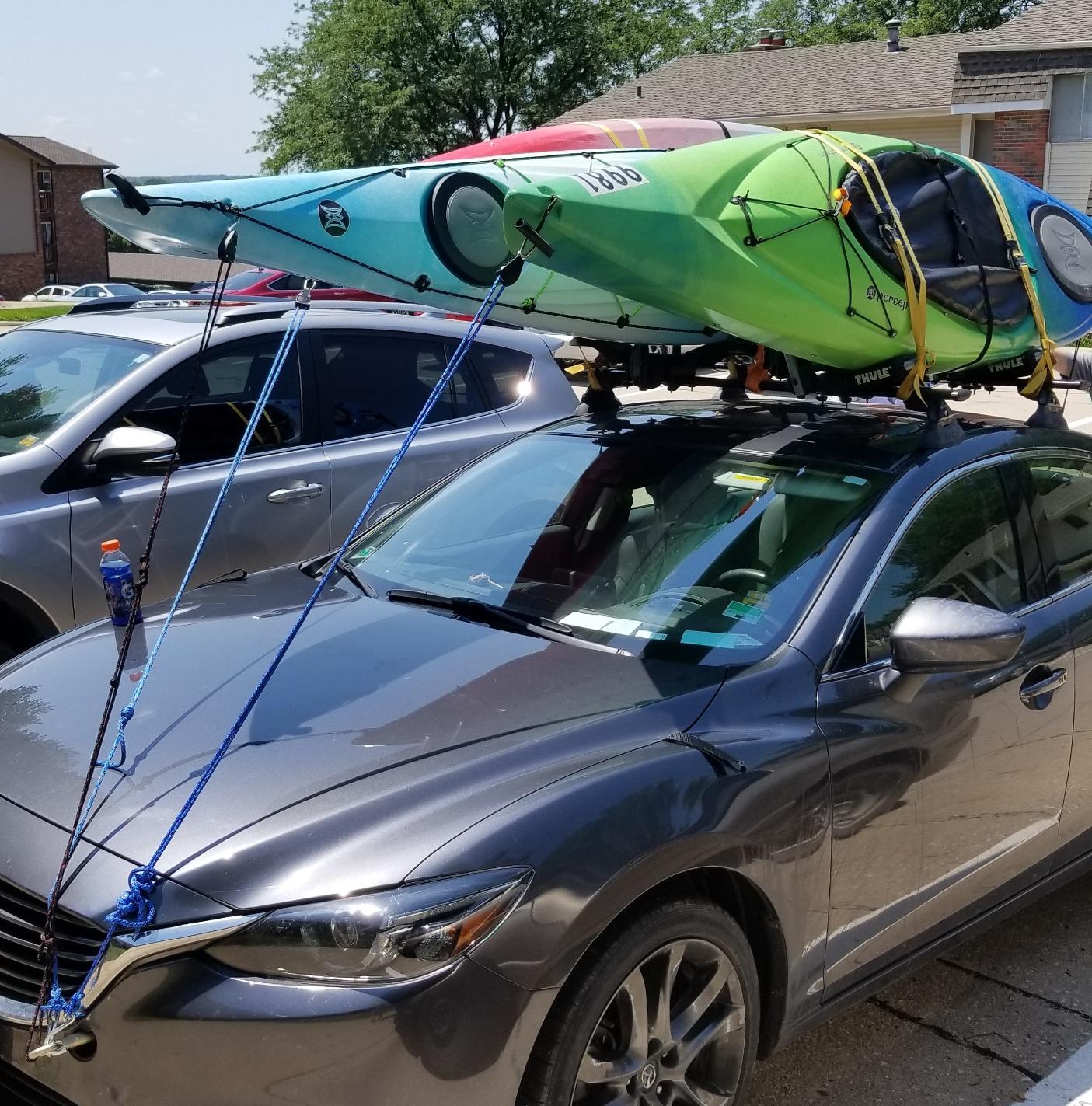 Thule HullaPort Pro - Rooftop Kayak Carrier - Foldable J-Cradle - 75lb Load Capacity - Includes 2 Bow & Stern tie Downs & 2 Straps - Fits Most Roof Racks customer photo 2