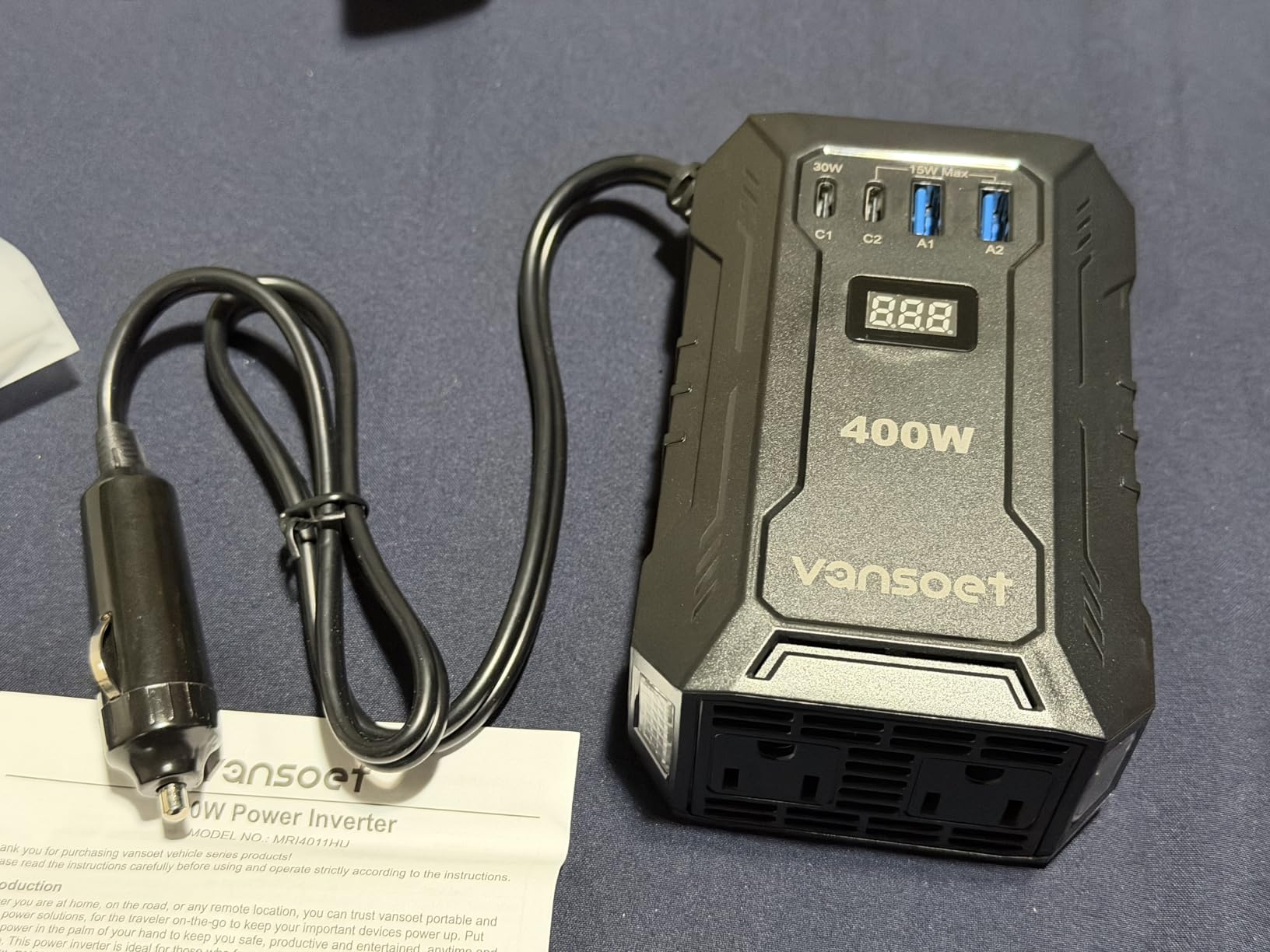 400W Car Power Inverter DC 12V to 110V AC Inverter with PD 30W/15W USB C+2*USB A Ports & 2 AC Outlets, Car Plug Adapter Outlet for Laptop/Phone/Road Trip customer photo 2