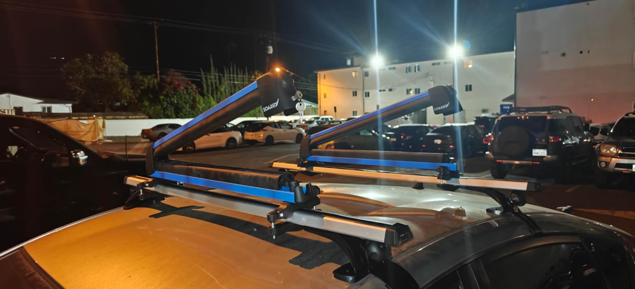 Multi-Purpose Alumium Blue Ski Rack with ski Strap Carrier, Roof Holder Carrier for Skis, Snowboards, Fishing Rods, Paddles, Skateboards, Wakeboard, Universal Mounting, Locking, Heavy Duty customer photo 2