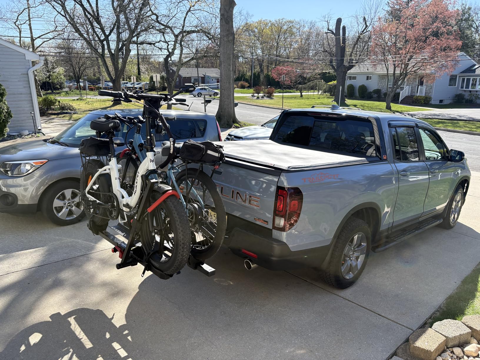 Hitch Mount Bike Rack with Ramp, 170lbs Capacity Foldable Electric Bike Carrier for 2 Heavy Ebike, Up to 5