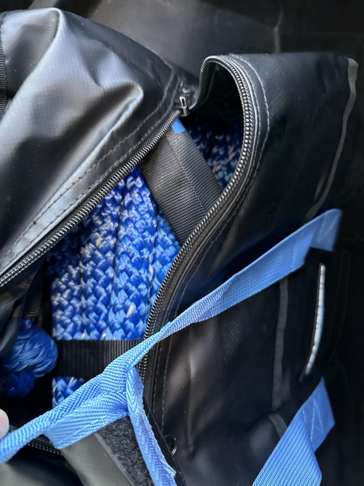 Kinetic Recovery Rope Kit (Reflective), 1in x 30ft 48,500Lbs, 35% High Elasticity, w/ 2 Soft Shackles, 16,166Lbs Work Load Limit for 4x4 Offroad Vehicle (Medium Blue) customer photo 1