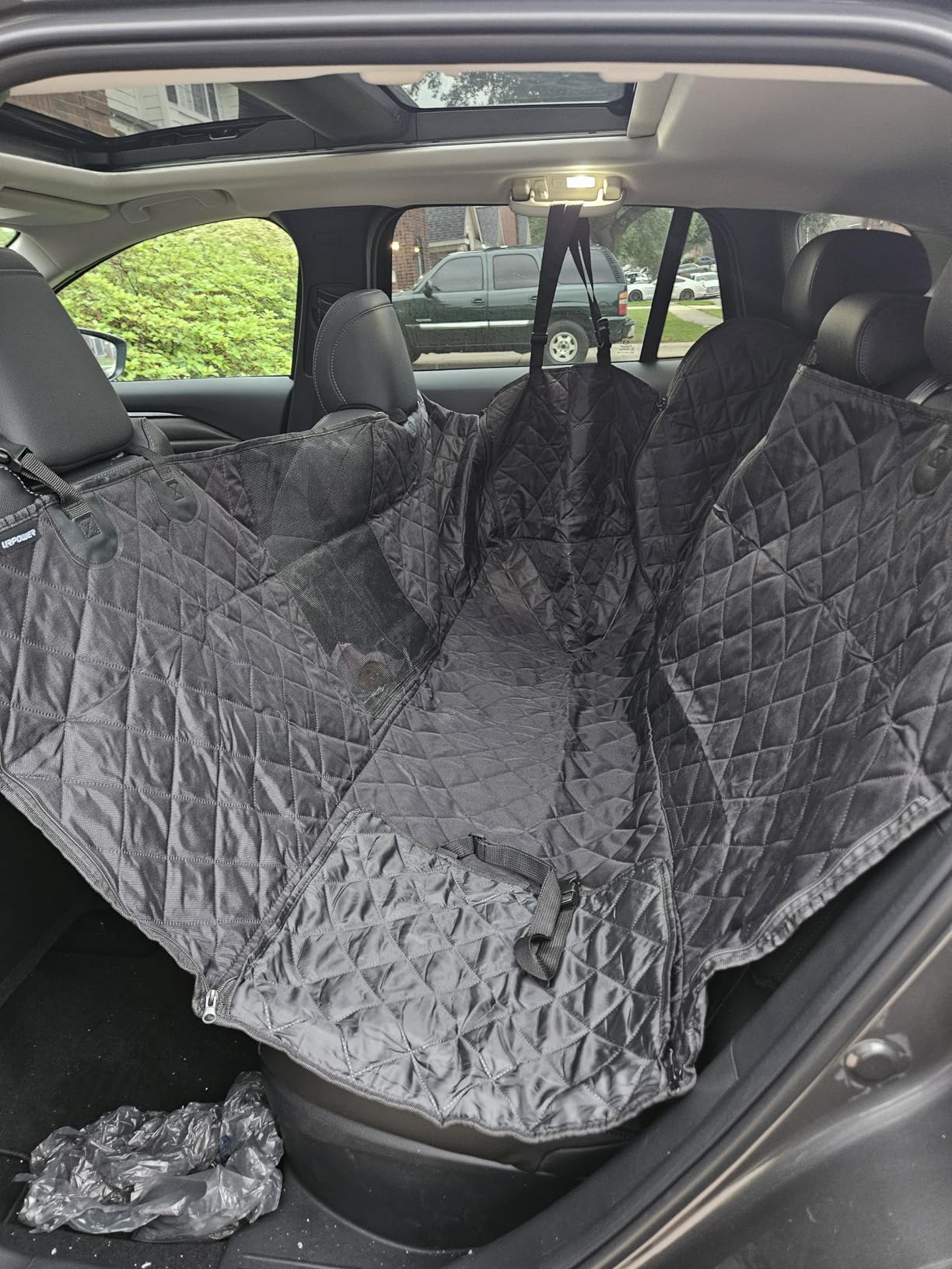 URPOWER 4 in 1 Dog Car Seat Cover for Back Seat, Waterproof Hammock | Mesh Window, Side Flaps, 600D Oxford, Scratch Resistant, Non-Slip, Easy Install, Machine Washable, Dog Seat Belt Included customer photo 1
