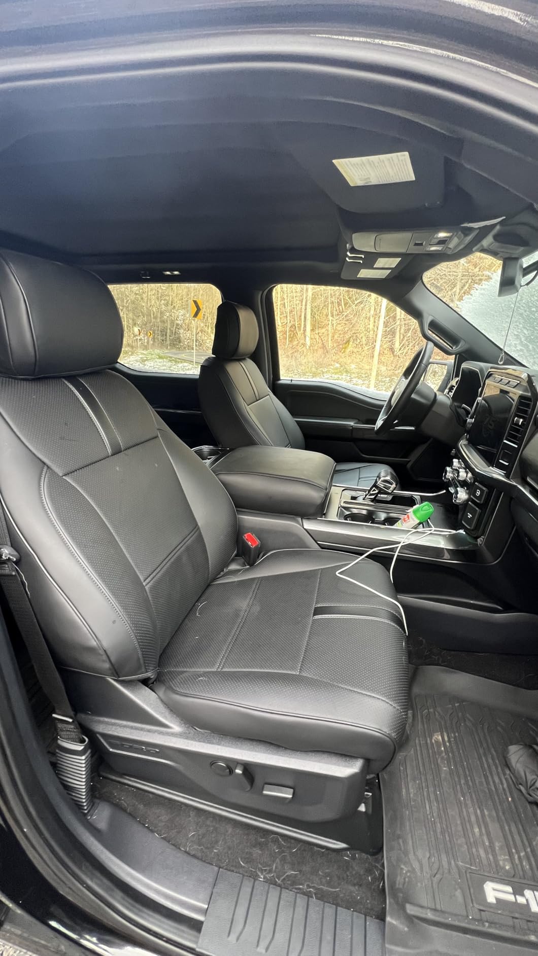 for Ford F150 Seat Covers 2015-2023 2024 2025 2026 (Only Front Seat Covers), Leather Pickup Truck Seat Covers Custom Fit for F-150 XL XLT (Not for Regular Cab) Waterproof Car Accessories Black customer photo 2