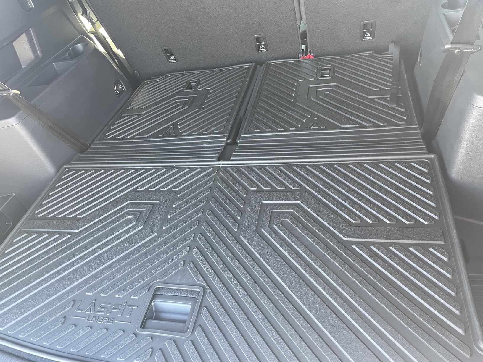 LASFIT Floor Mats & Trunk Mat & Backrest Mat for Rivian R1S 2024 2023 2022, TPE All Weather Floor Mats Custom Fit Floor Liner & Cargo Mat for R1S 2022-2024 Full Set Car Mats and Cargo Liner customer photo 2