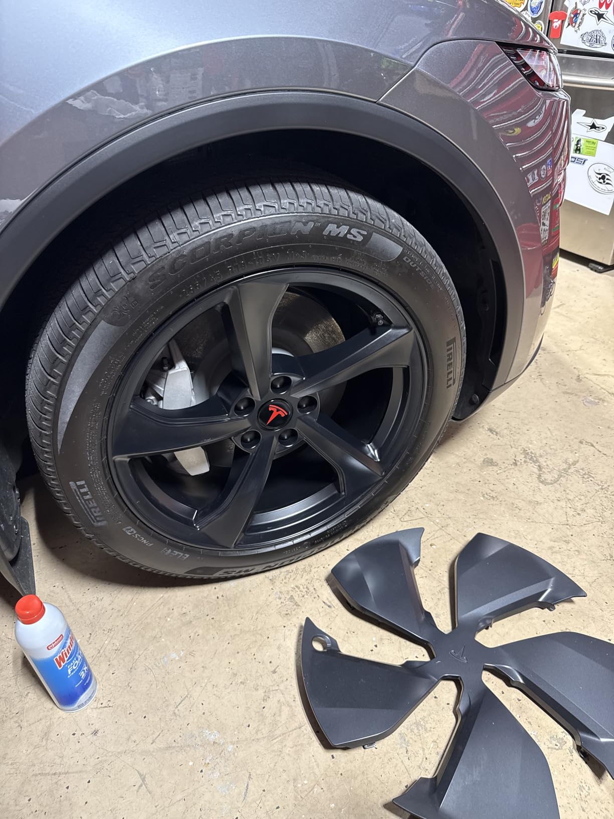 4 Pack Car Wheel Center Hub Cap Kit with 22 Lug Nut Covers, 2.2 in (56mm) Wheel Rim Covers Center Hubcaps with Emblem for Model 3 / Model Y, Black & Silver customer photo 2