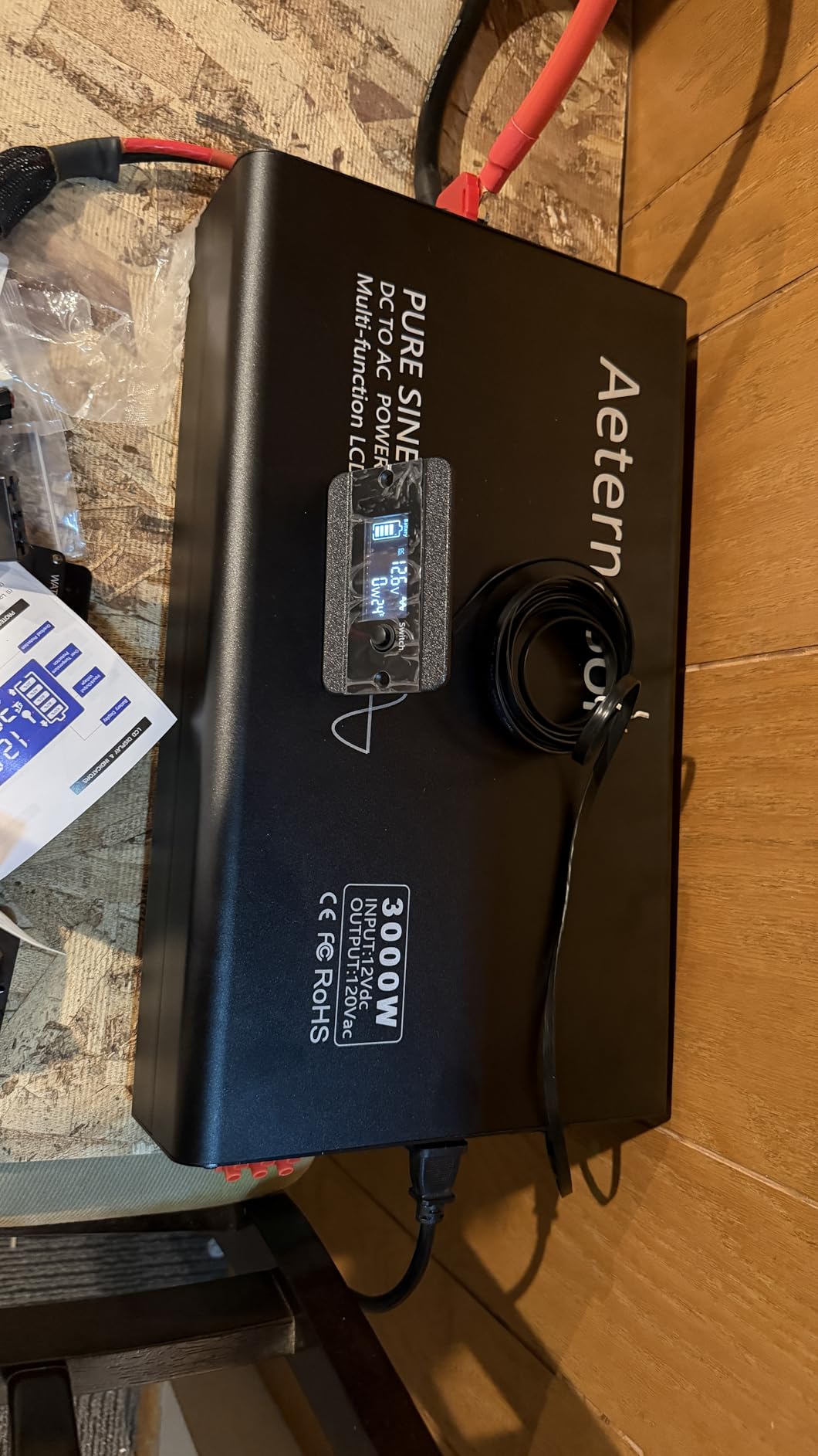 Pure Sine Wave Inverter 3000 Watt Inverter 12V DC to 110V-120V AC Converter for RV Truck Camping Solar Home Backup with 2 AC Outlets,USB Fast&Type-C,Remote Monitor,Hardwire Port,Surge 6000W customer photo 1
