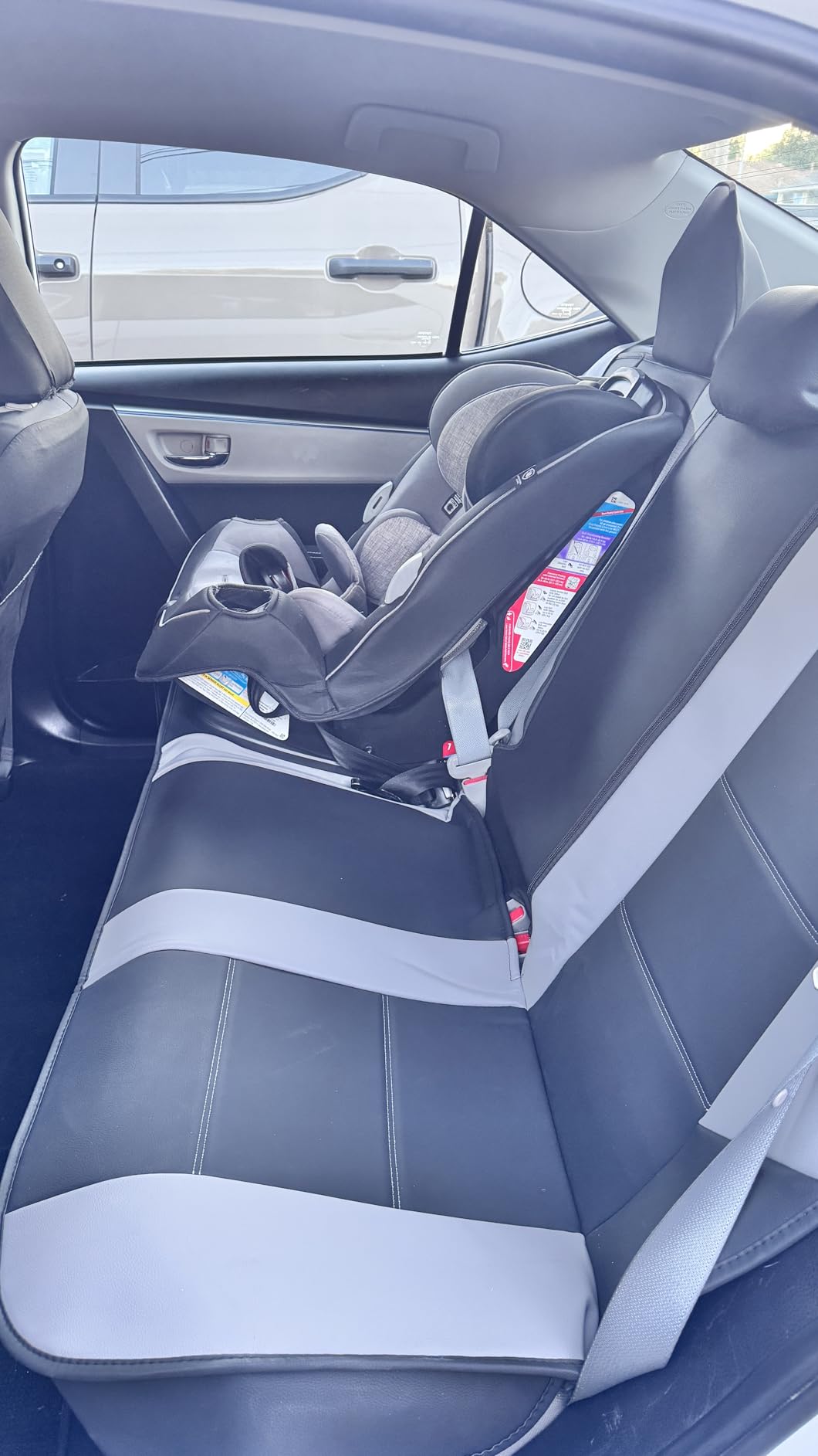 GIANT PANDA Front Car Seat Covers Custom Fit for Toyota Rav4 Camry Highlander Corolla Prius Corolla Cross Venza Avalon, Faux Leather Bucket Seat Covers, (Black + Gray/Grey) 2-Pack customer photo 2