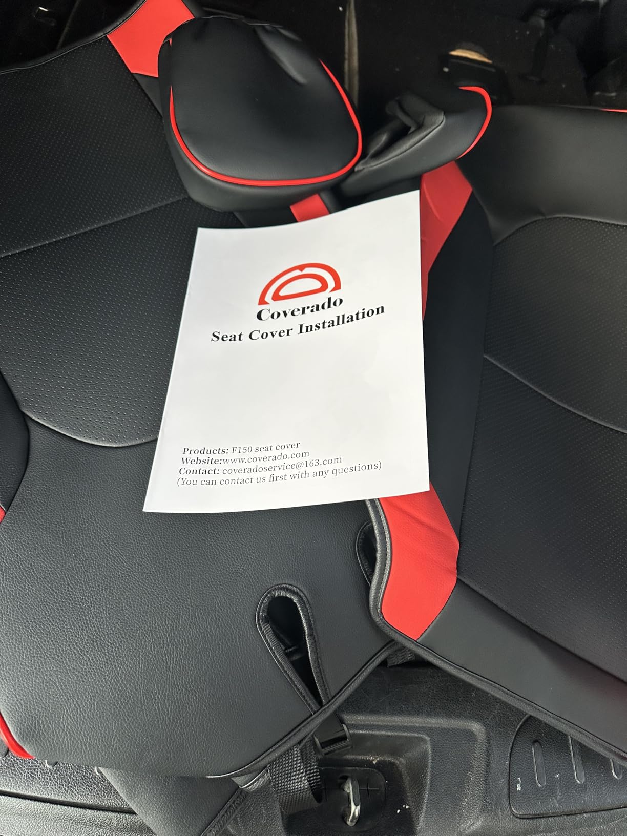 Coverado Leather Seat Covers Full Set for Ford F150, Custom Fit Automotive Seat Covers for 2015-2026 F150 and 2017-2026 F250, F350, F450 (Black) customer photo 2