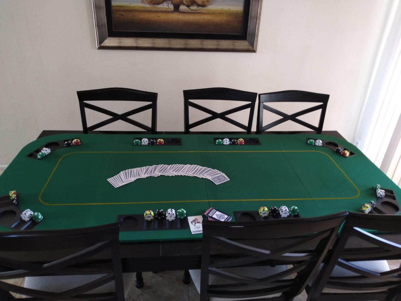 Trademark Poker 80-inch Foldable Card Mat for up to 8 Players - Blackjack Table with Cupholders and Chip Trays (Green) customer photo 1