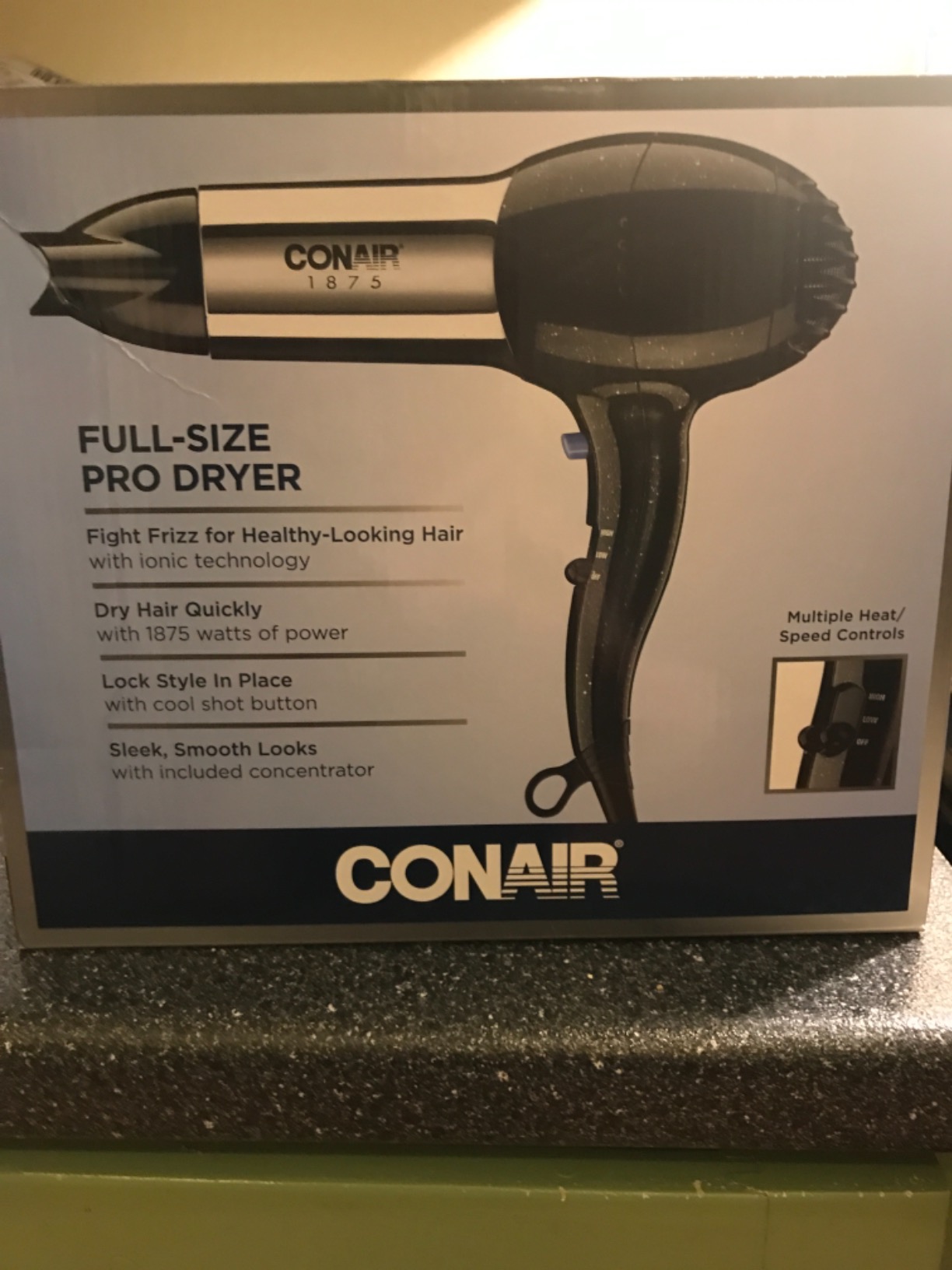 Conair Full Size Ionic Hair Dryer | 1875W Fast Drying Ionic Hair Dryer with Concentrator for Frizz-Free, Shiny Hair, Black/Chrome, 256NRL customer photo 2